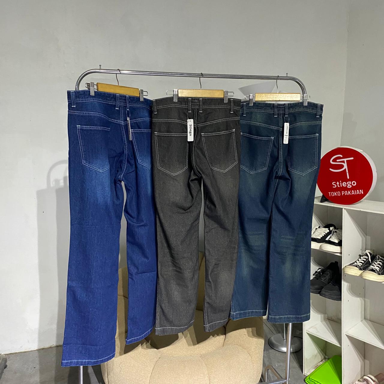 Stiego- Celana Baggy Loose Whisker Pants ( Celana Jeans Baggy Unisex )