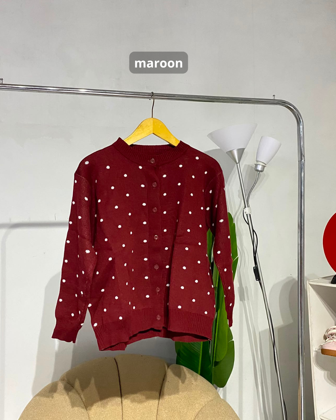 Sweater cardigan knit polkadot  wanita Allsize