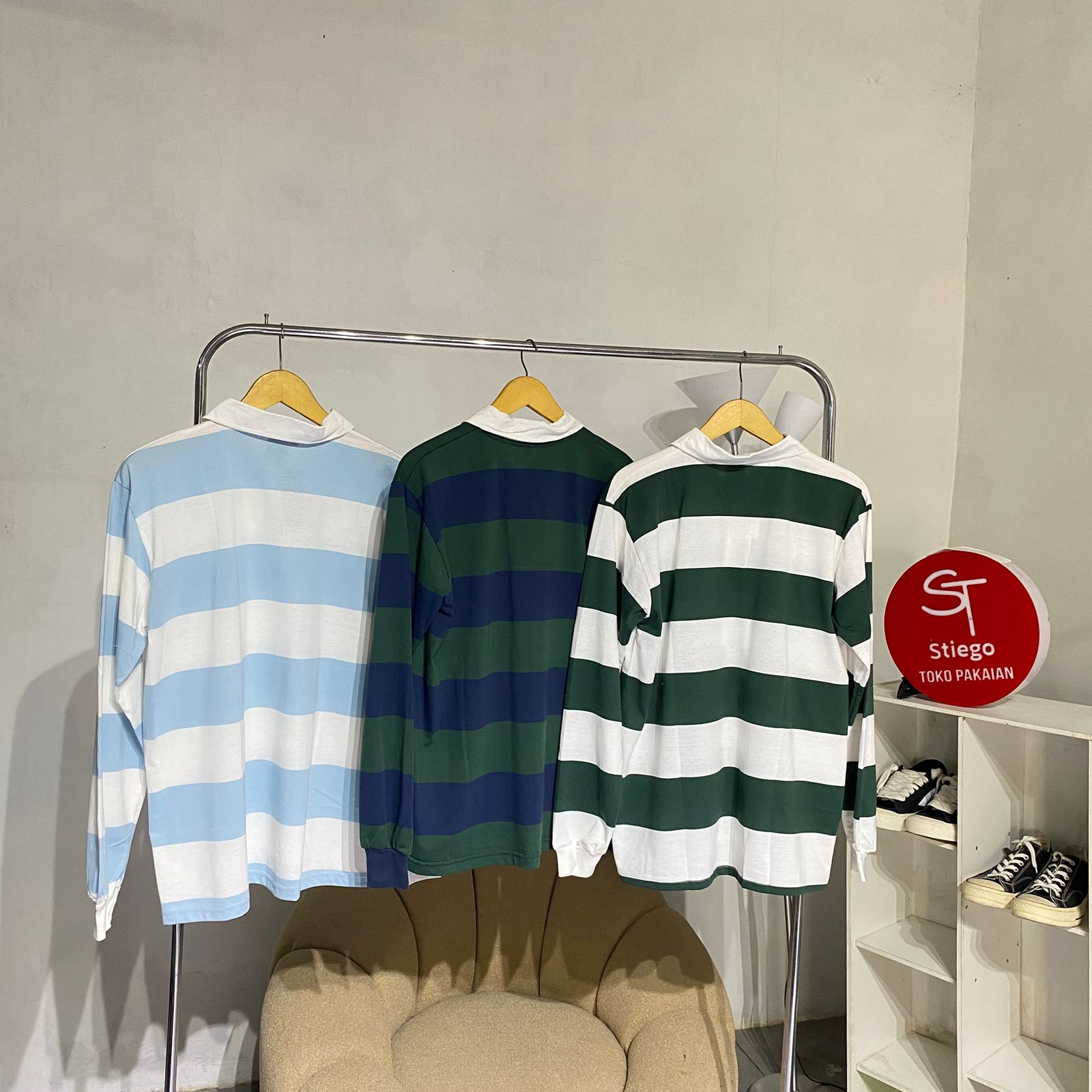 Stiego Rugby Tshirt  Polo Kaos Kerah Wanita  Lengan Panjang