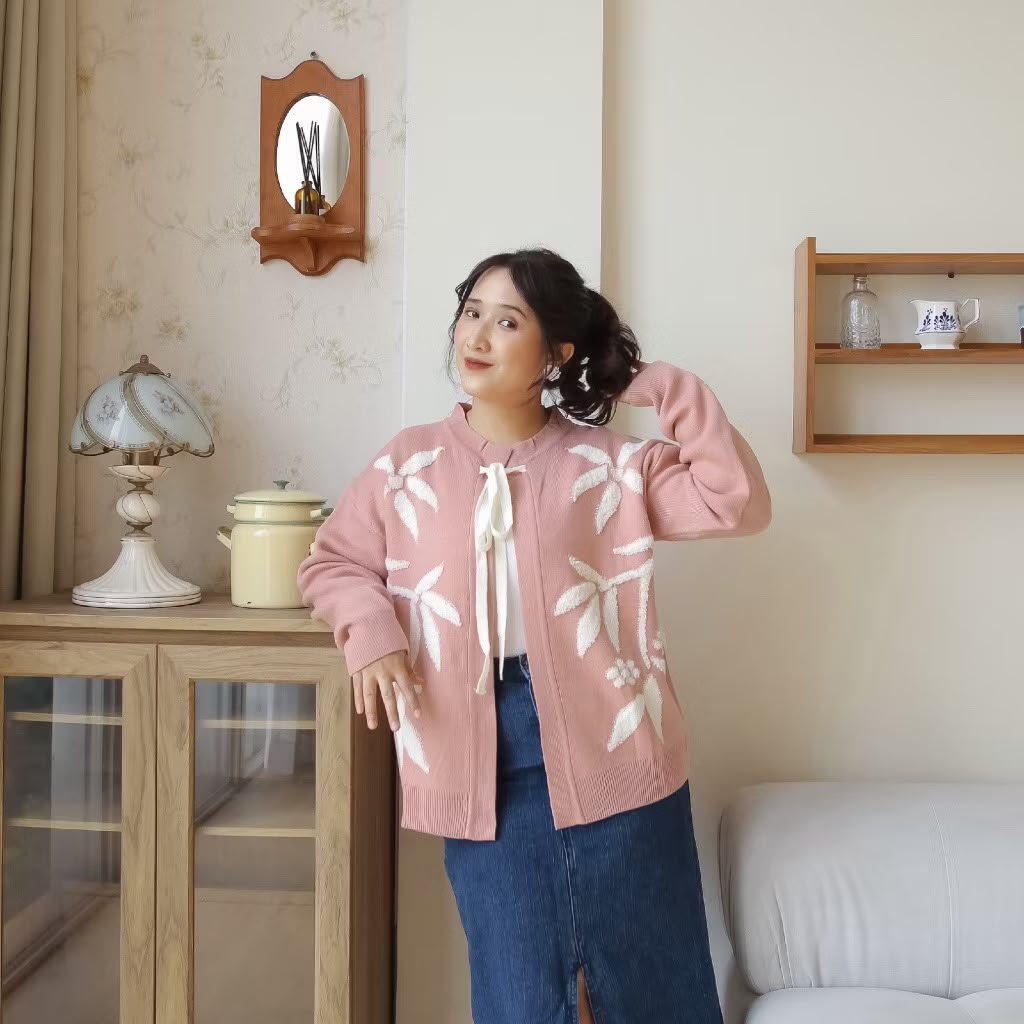 Atasan cadigan knit wanita livinka bunga (midun)