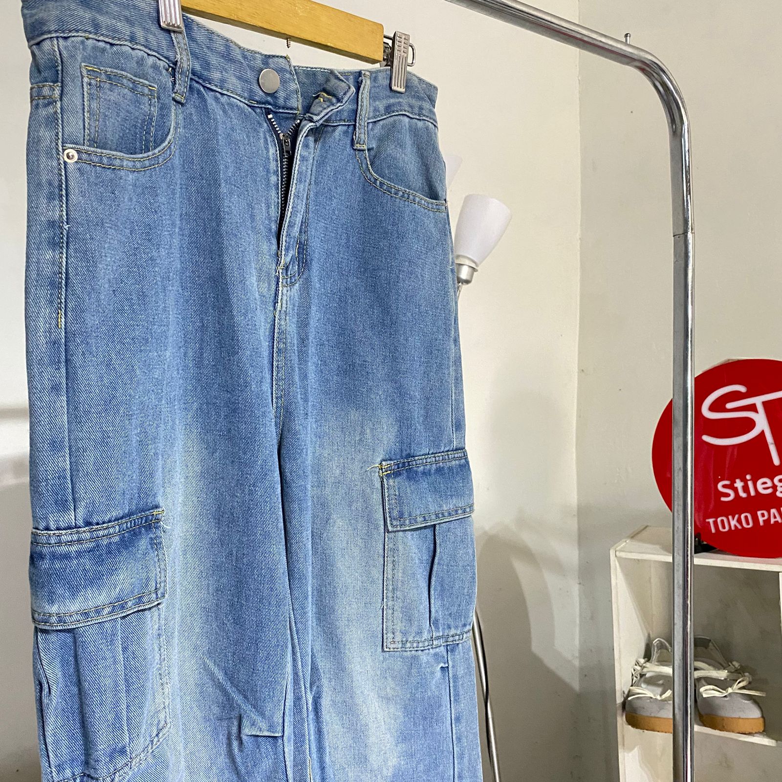 Celana wanita jeans cargo 894