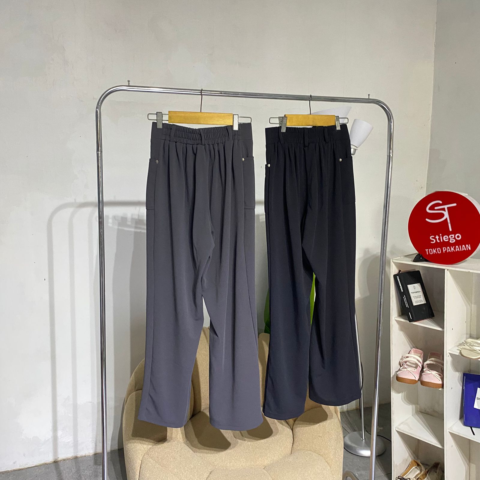 Celana wanita denim knit  pants