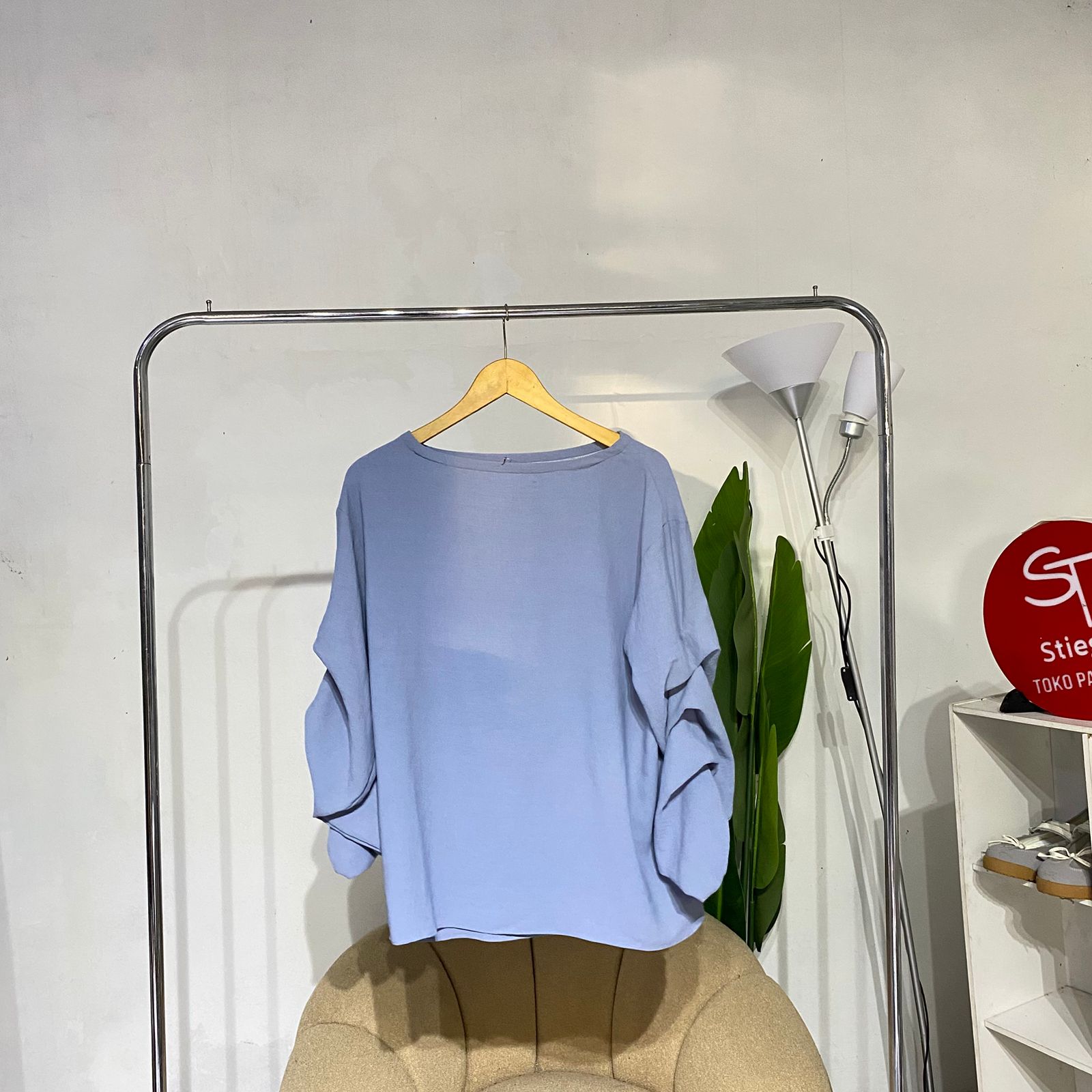 Atasan wanita bluose crinkle blue