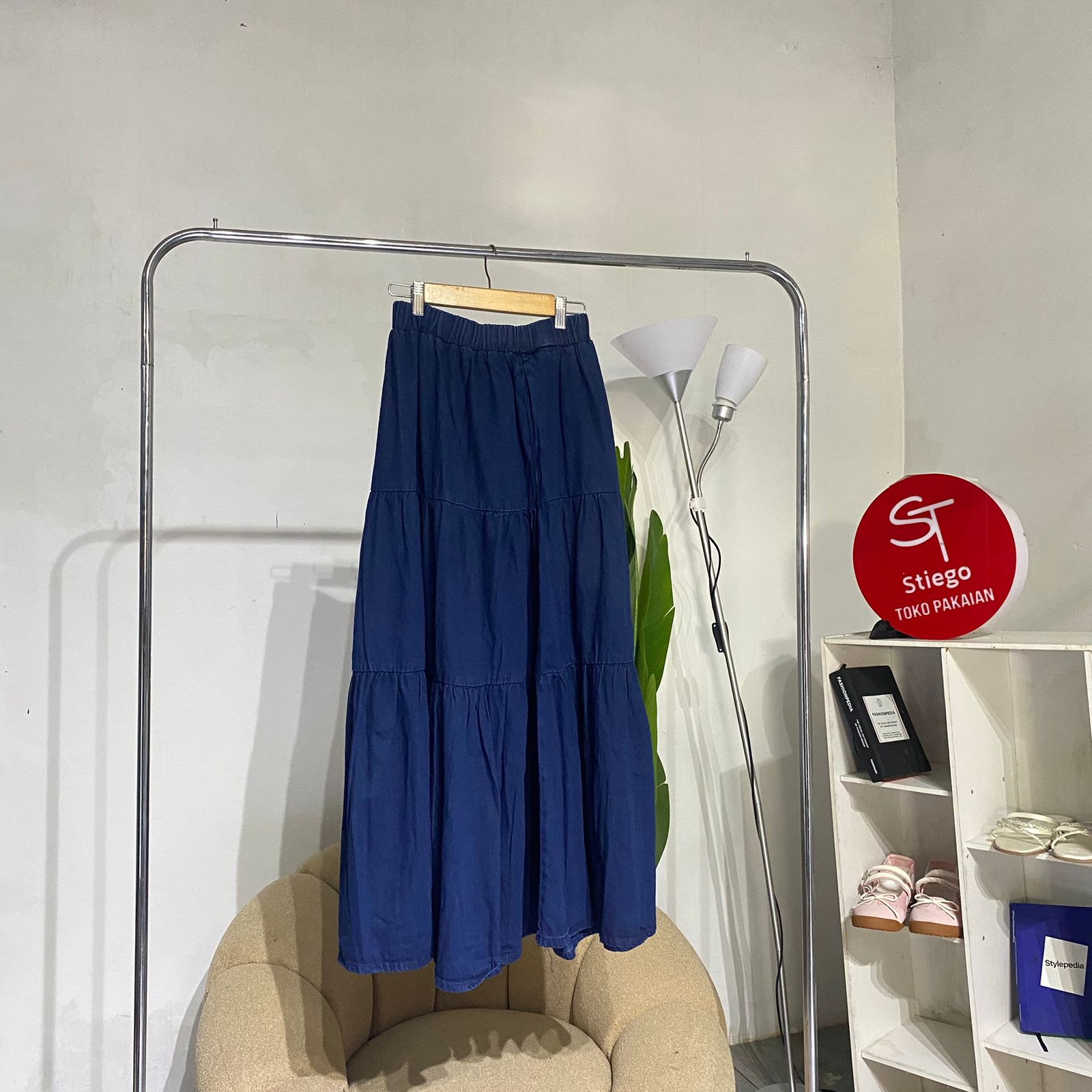 Rok jeans susun wanita denim