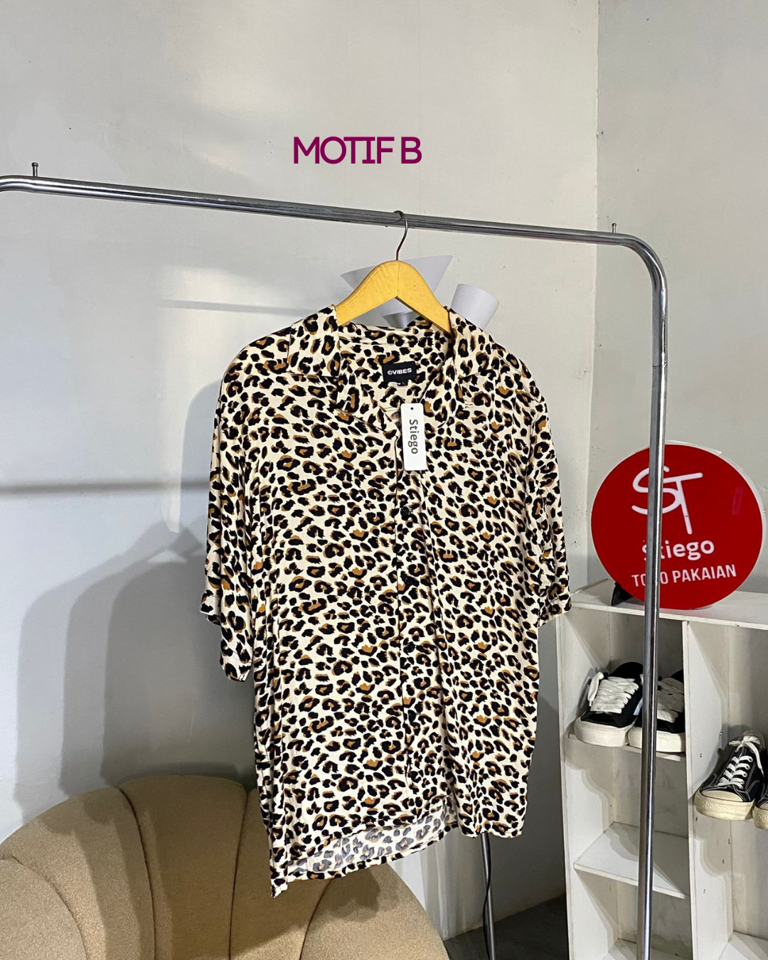 Kemeja Motif Pria Lengan Pendek vibes leopard