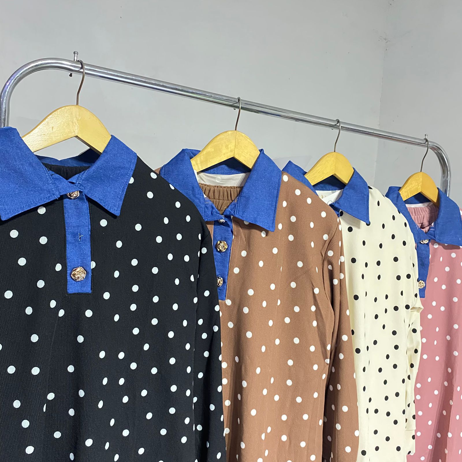onset wanita polkadot atasan & celana