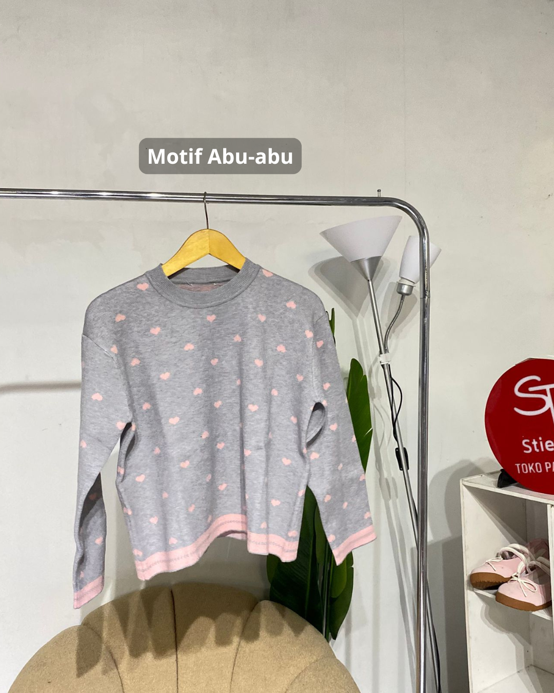 Atasan knit viola Crop Blouse Polkadot
