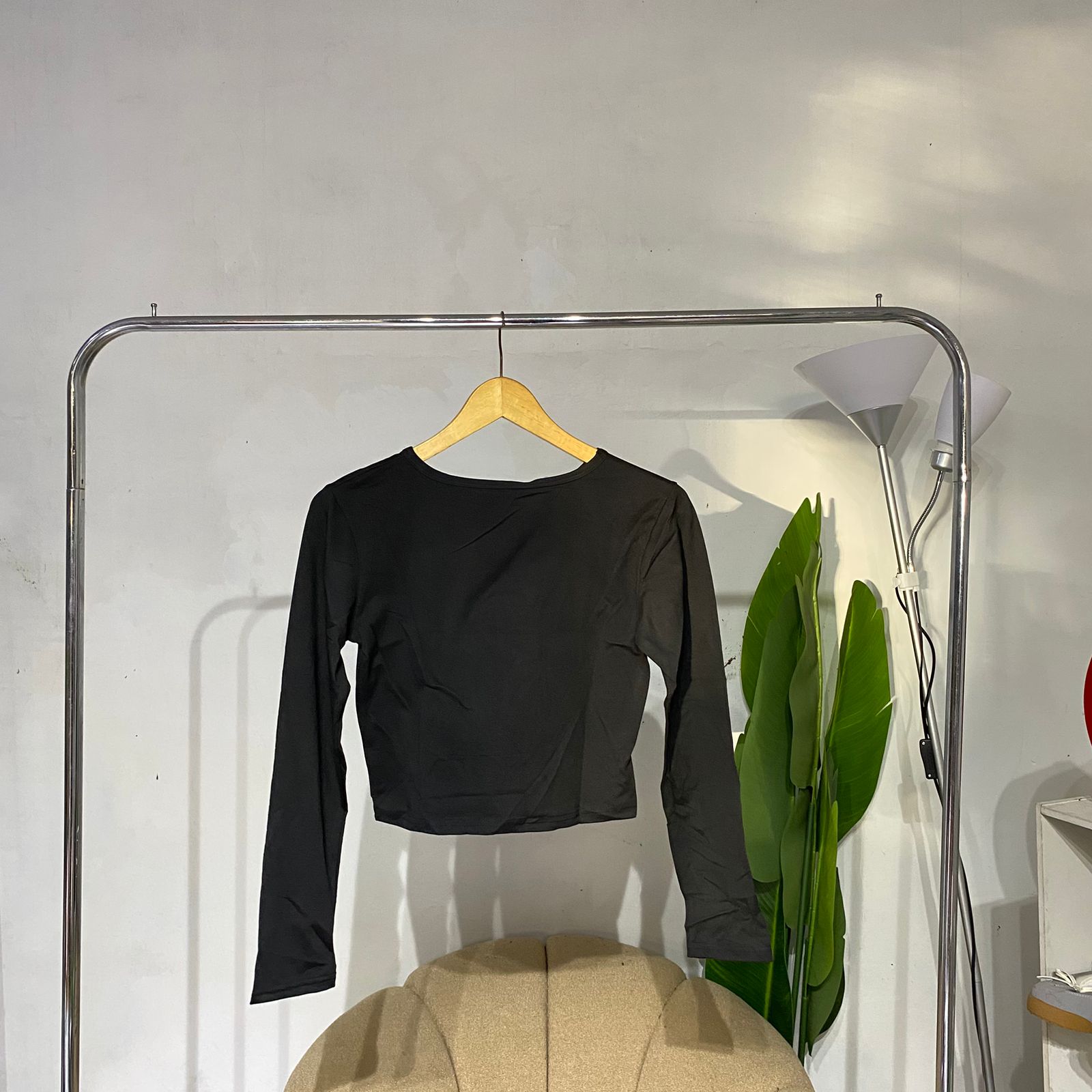 atasan kaos crop wanita rib