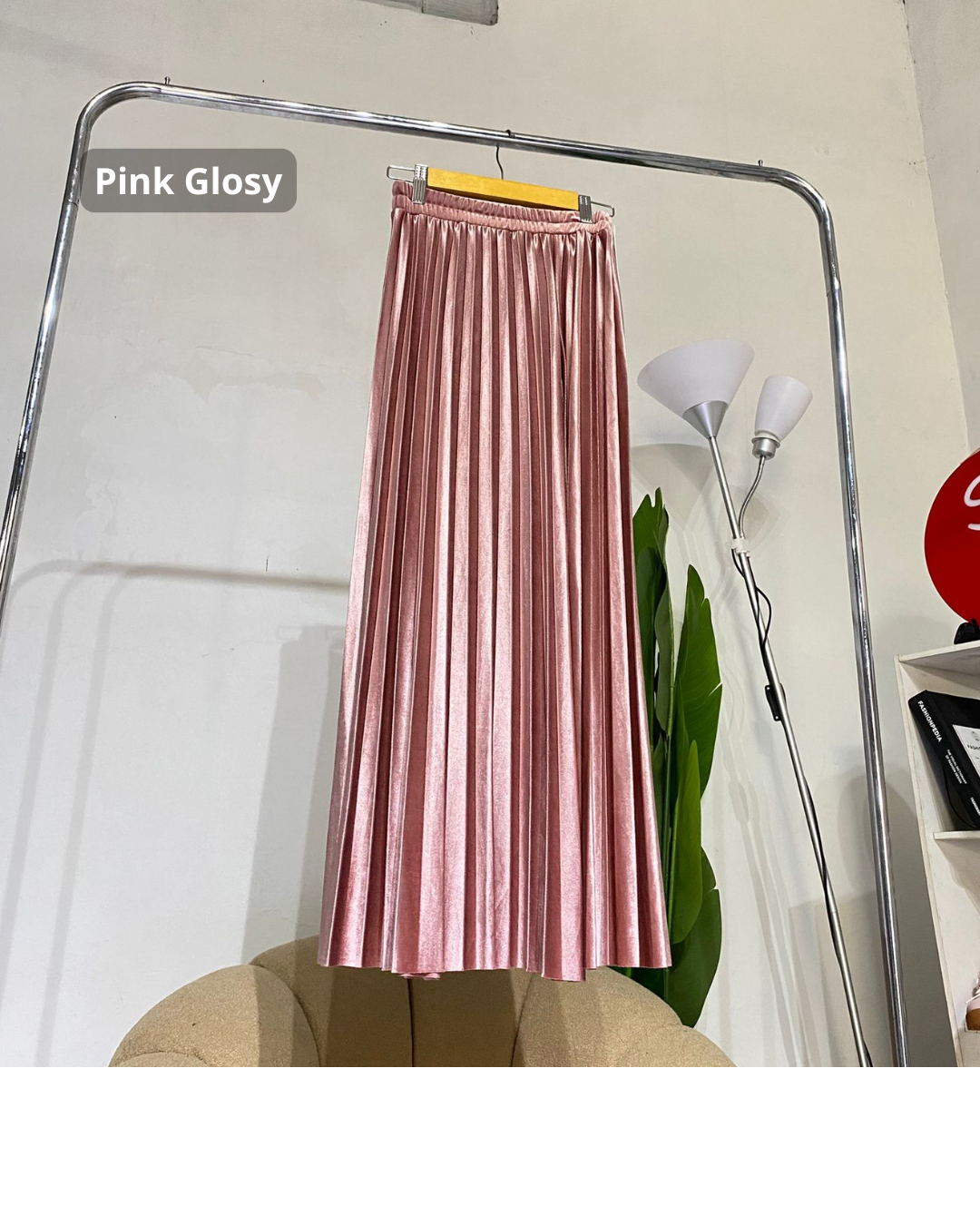 Rok wanita plisket bludru