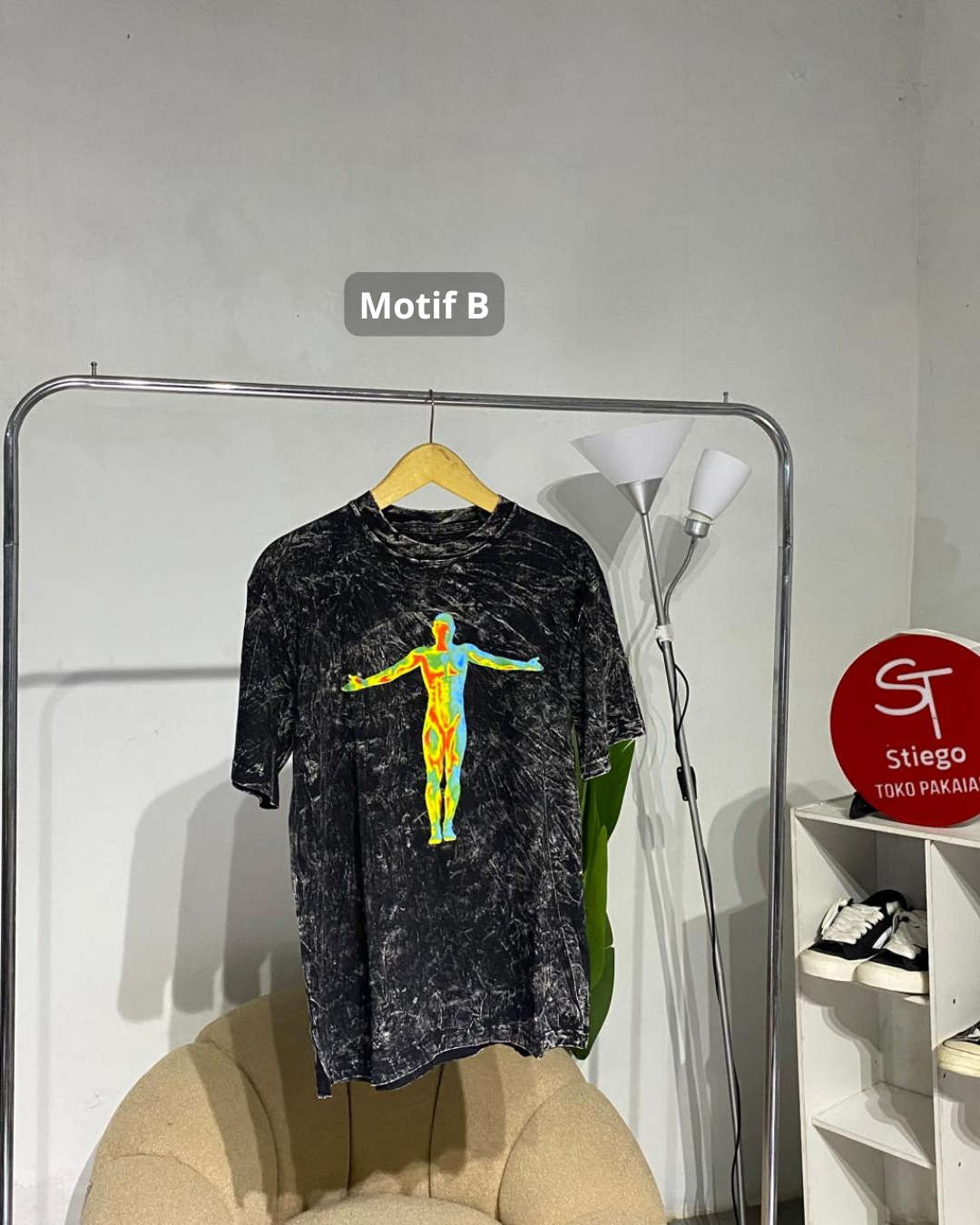 Kaos washed oversize pria lengan pendek