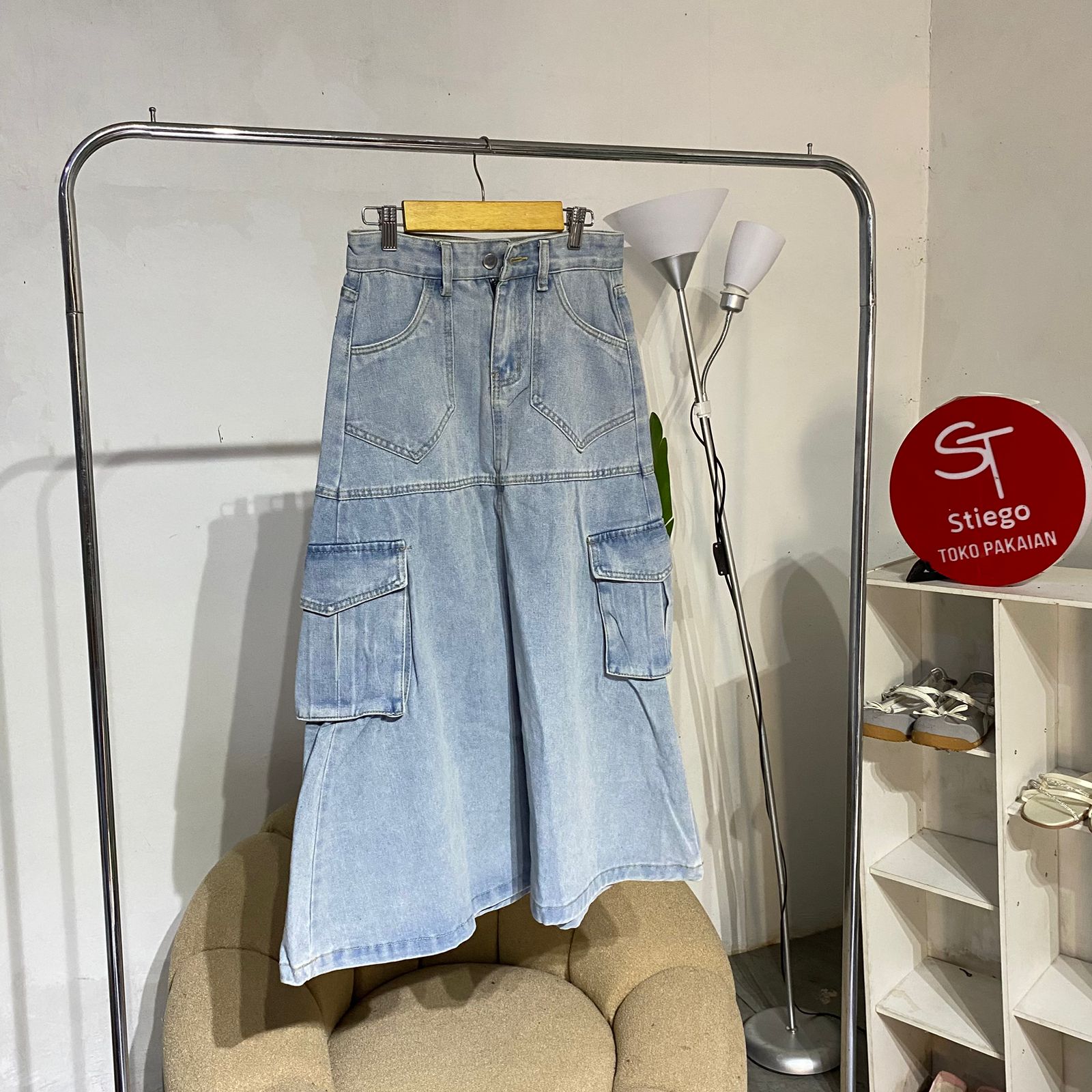 Rok Wanita jeans verlin cargo