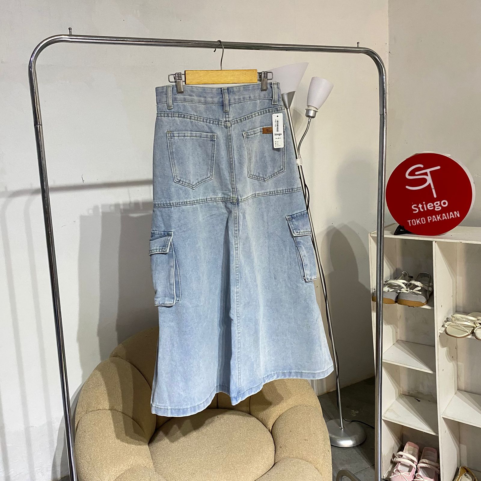 Rok Wanita jeans verlin cargo