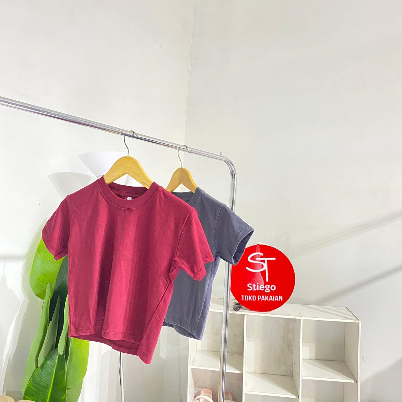 Atasan wanita kaos basic crop top slim