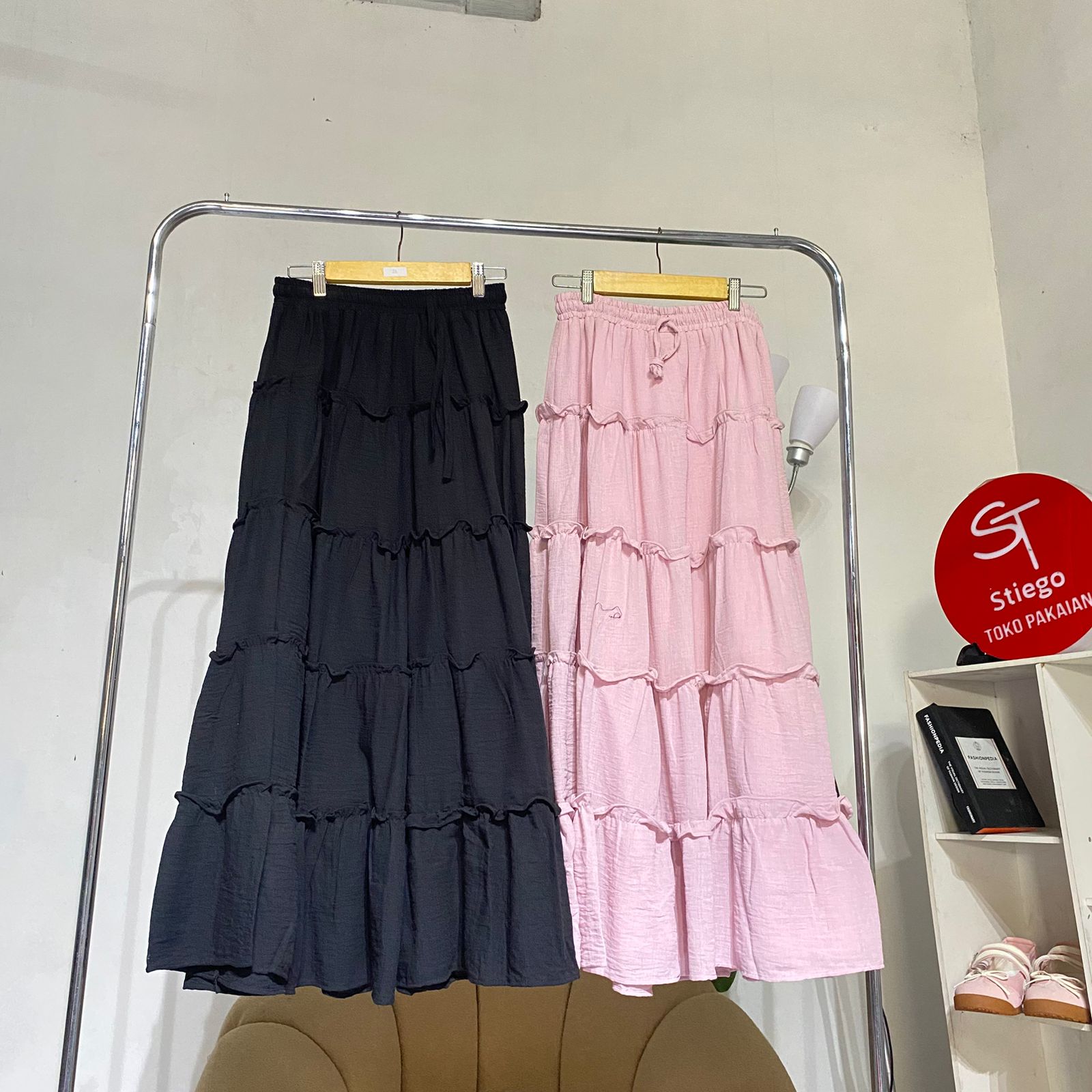 Gaudi Rok Ruffle Linen Chasmire | Rok Wanita Susun