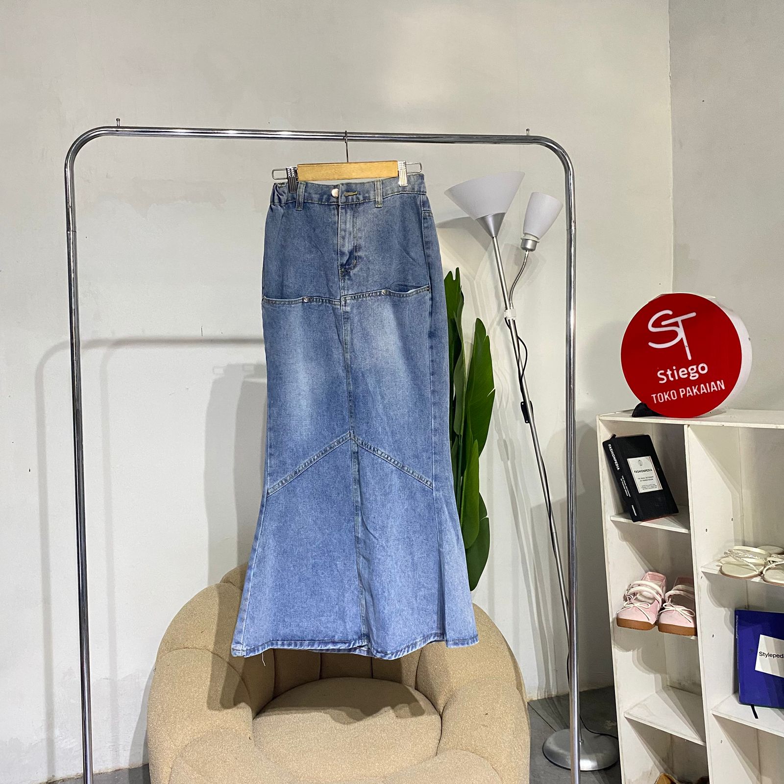 Rok jeans cargo wanita duyung