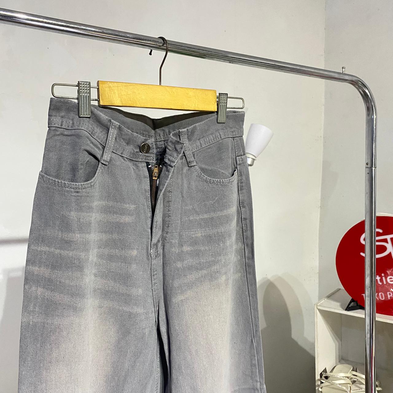 Celana jeans wanita baggy abu
