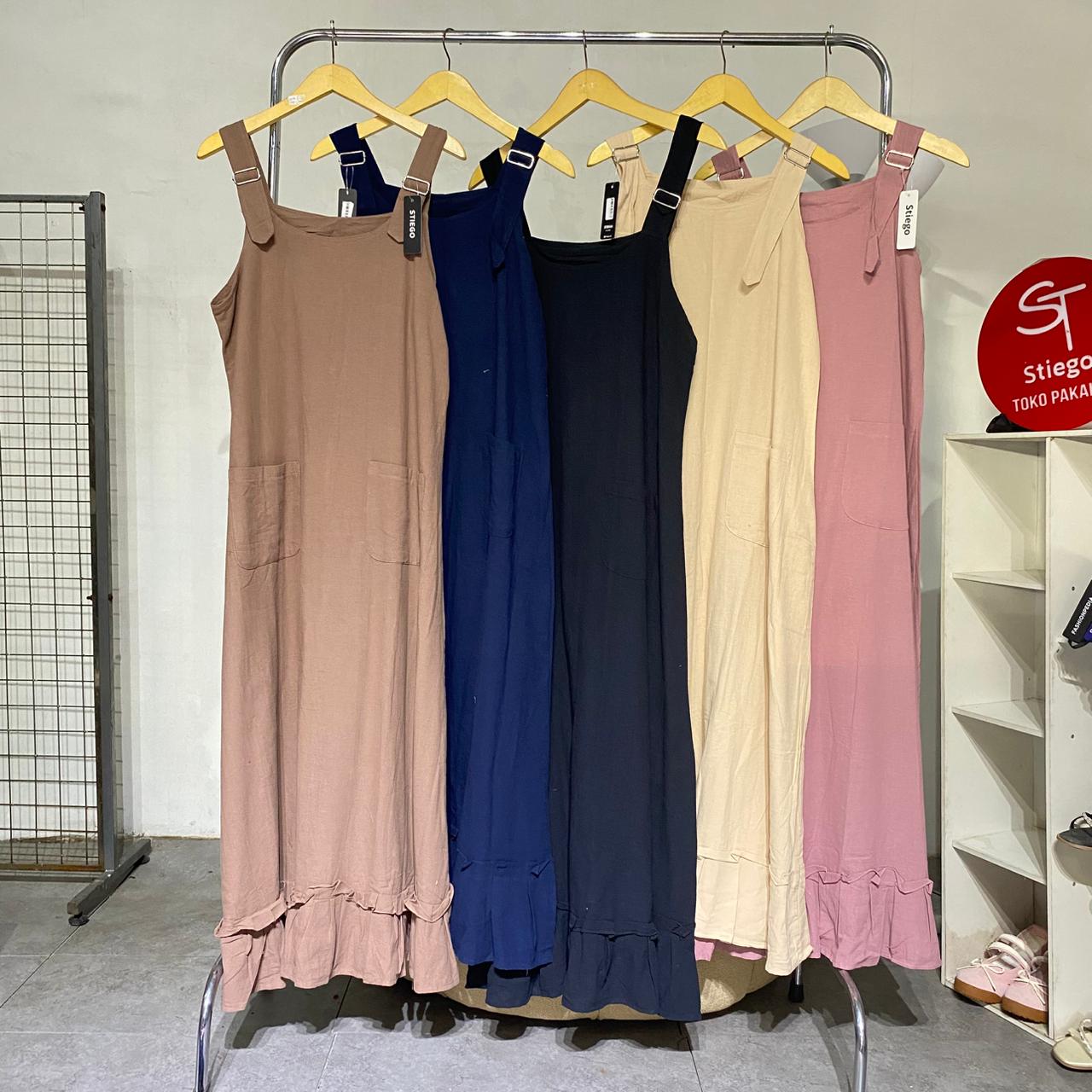 Dres wanita jumpsuit overal linen angle 07