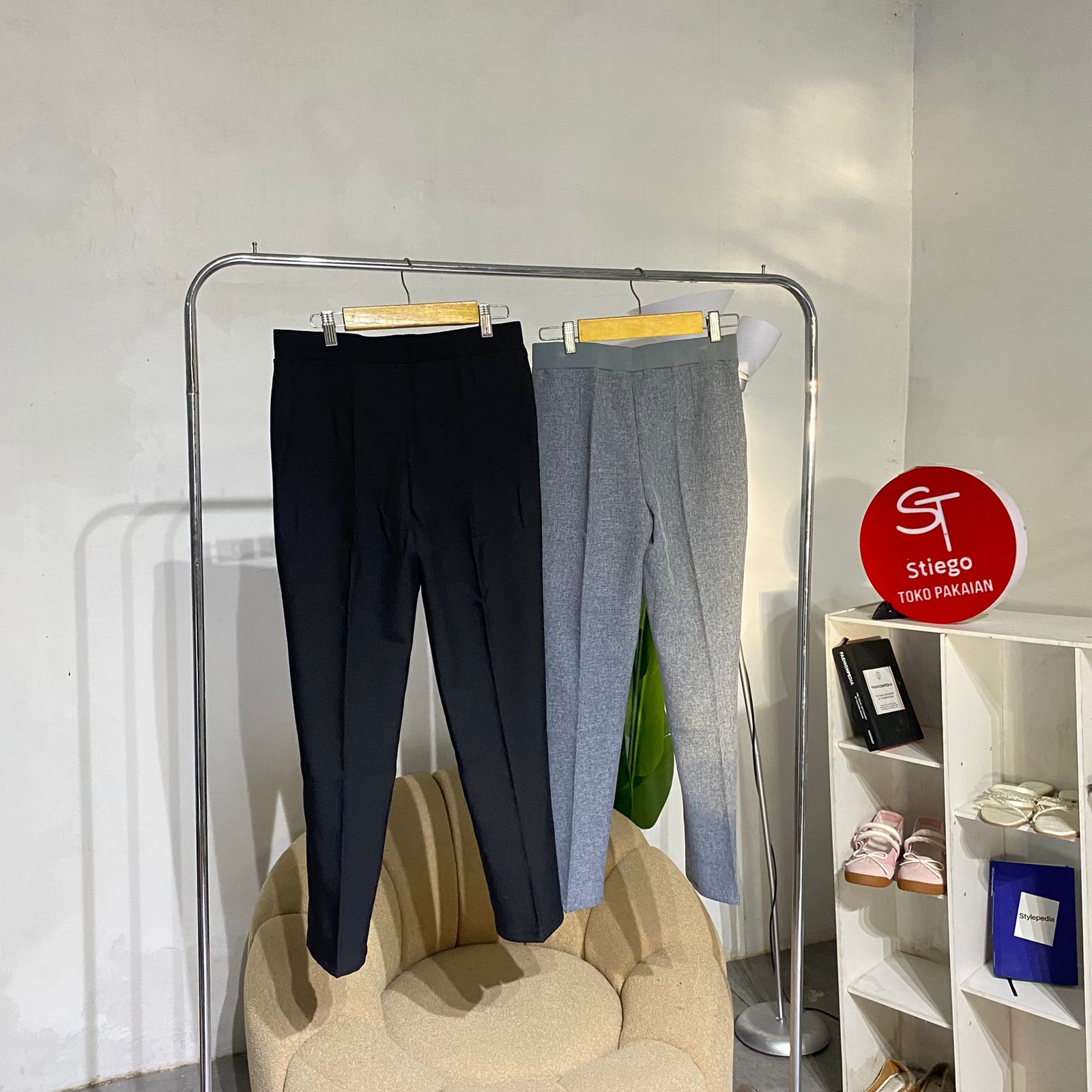 Celana wanita kantor formal pinggang karet