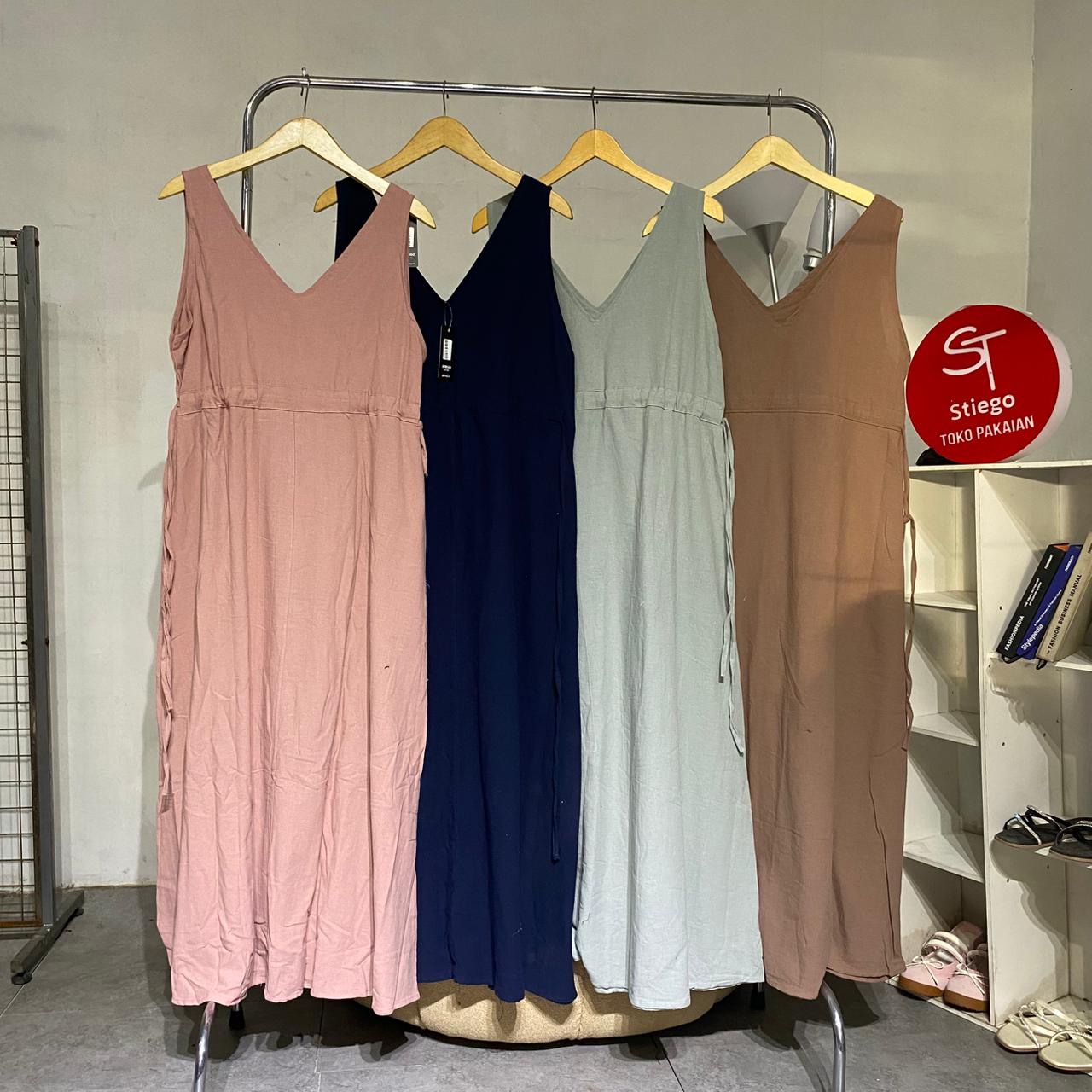 Dress wanita jumpsuit overal linen angle 08