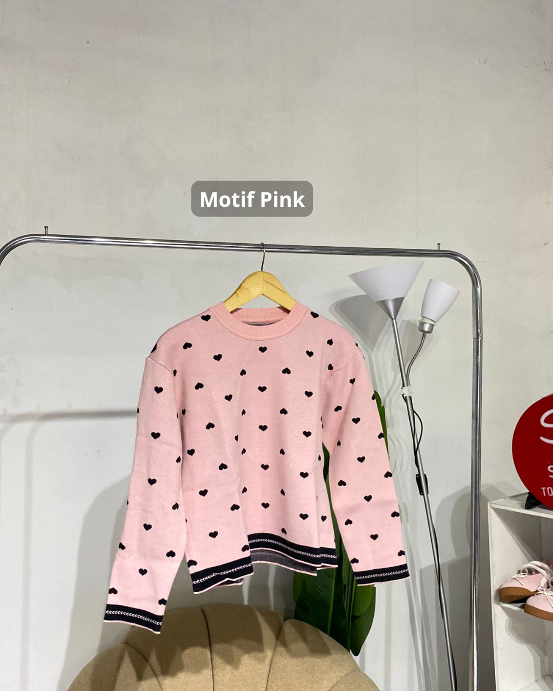 Atasan knit viola Crop Blouse Polkadot