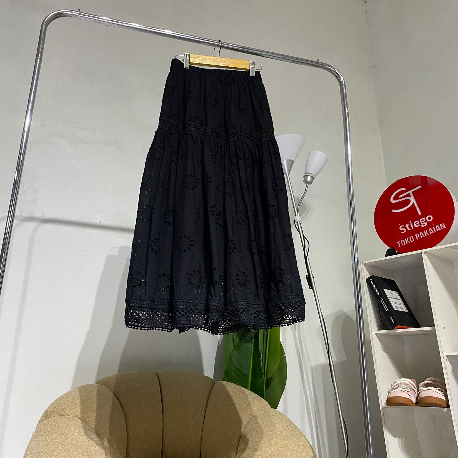 Rok wanita katun bordir  MIDI