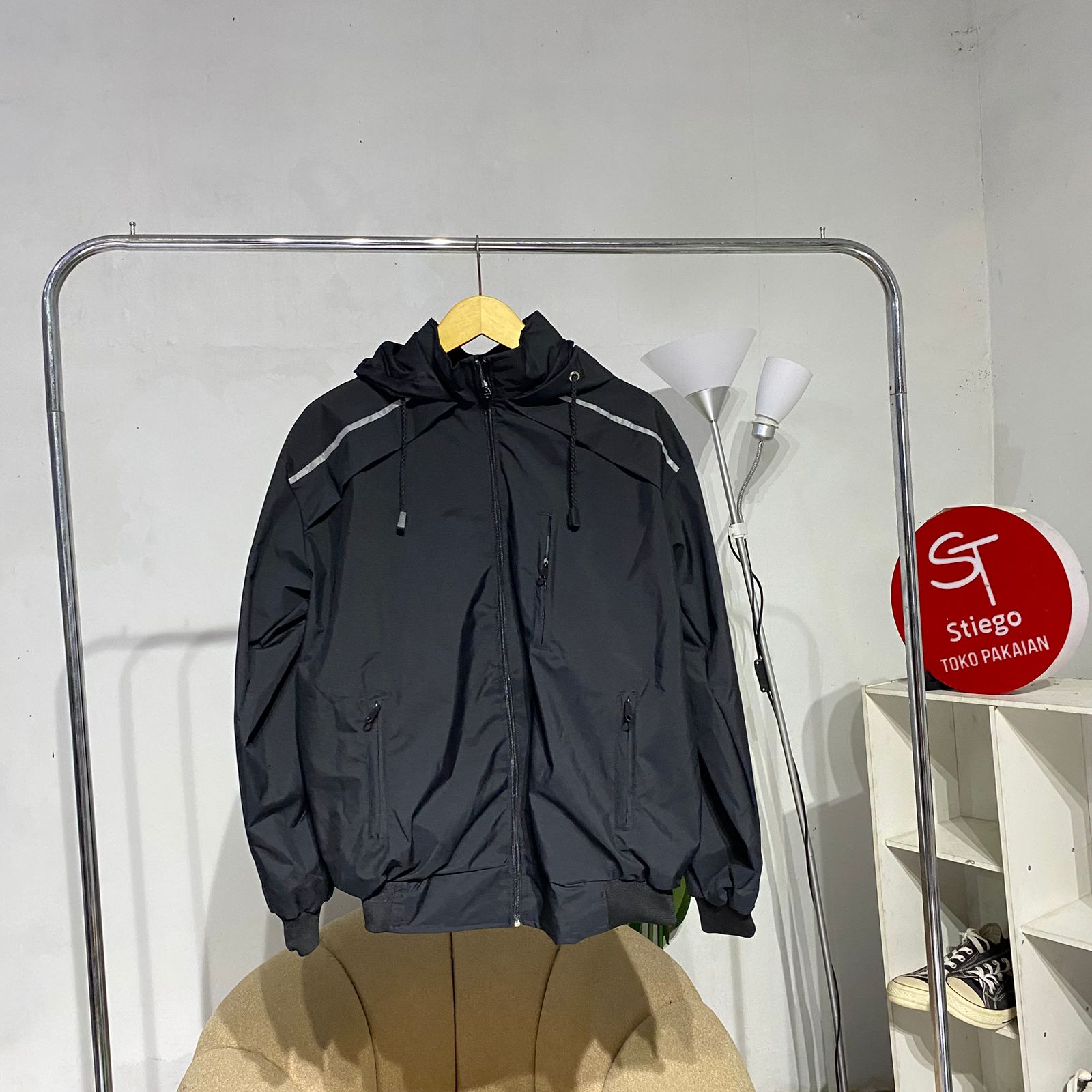 Jaket pria parasut Casual Windbreker