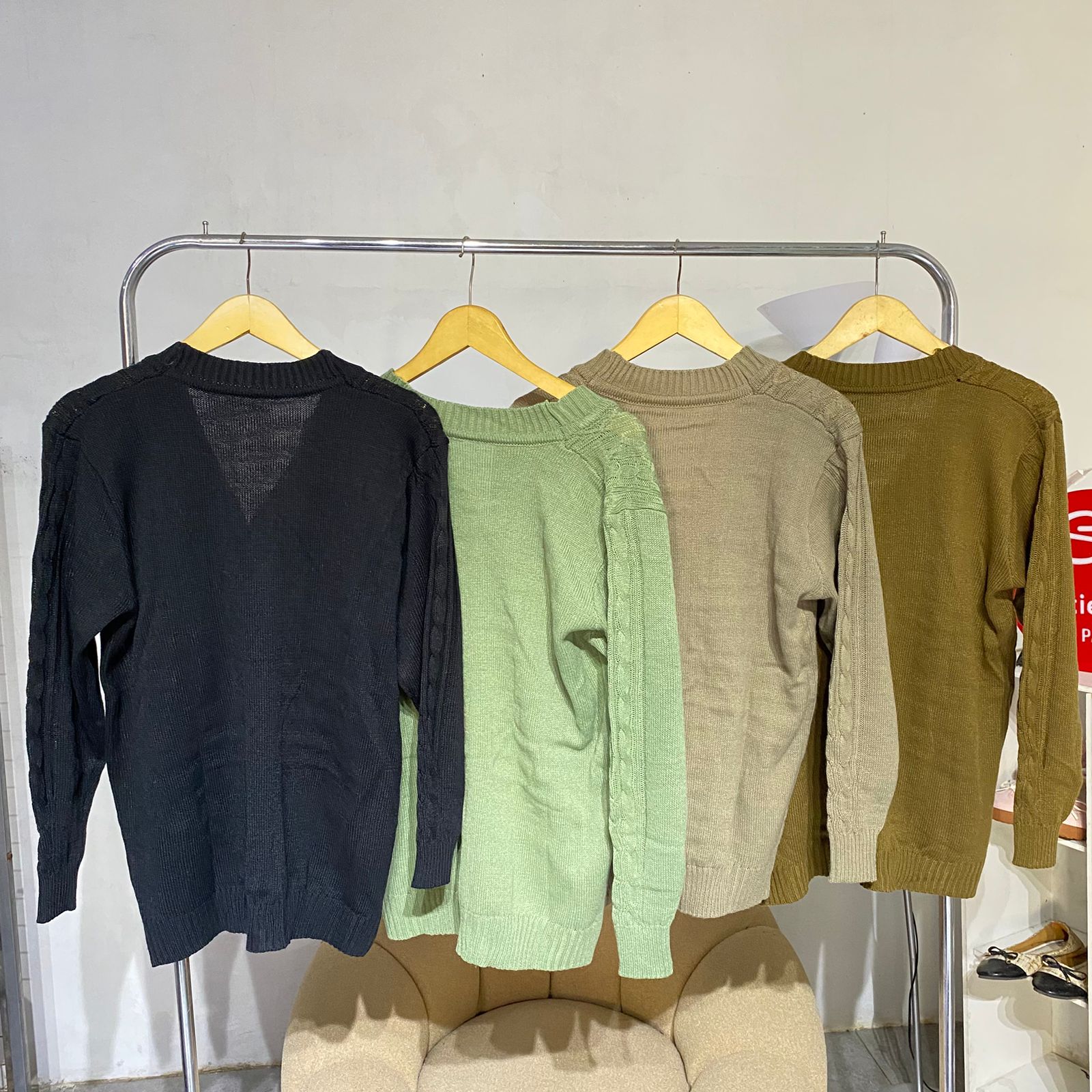 atasan wanita cardian knit rajut kepang loong