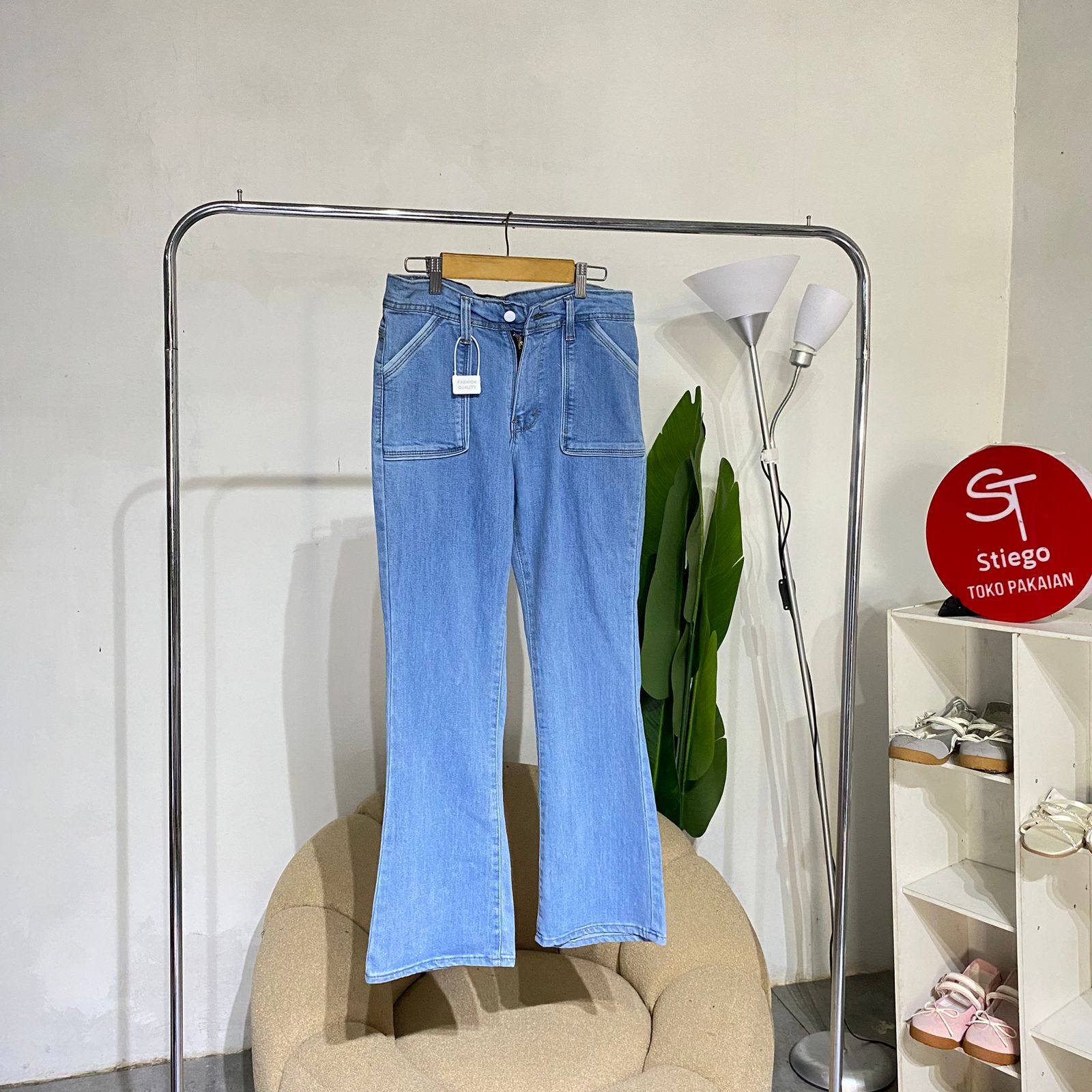 Celana wanita jeans cutbray tasin