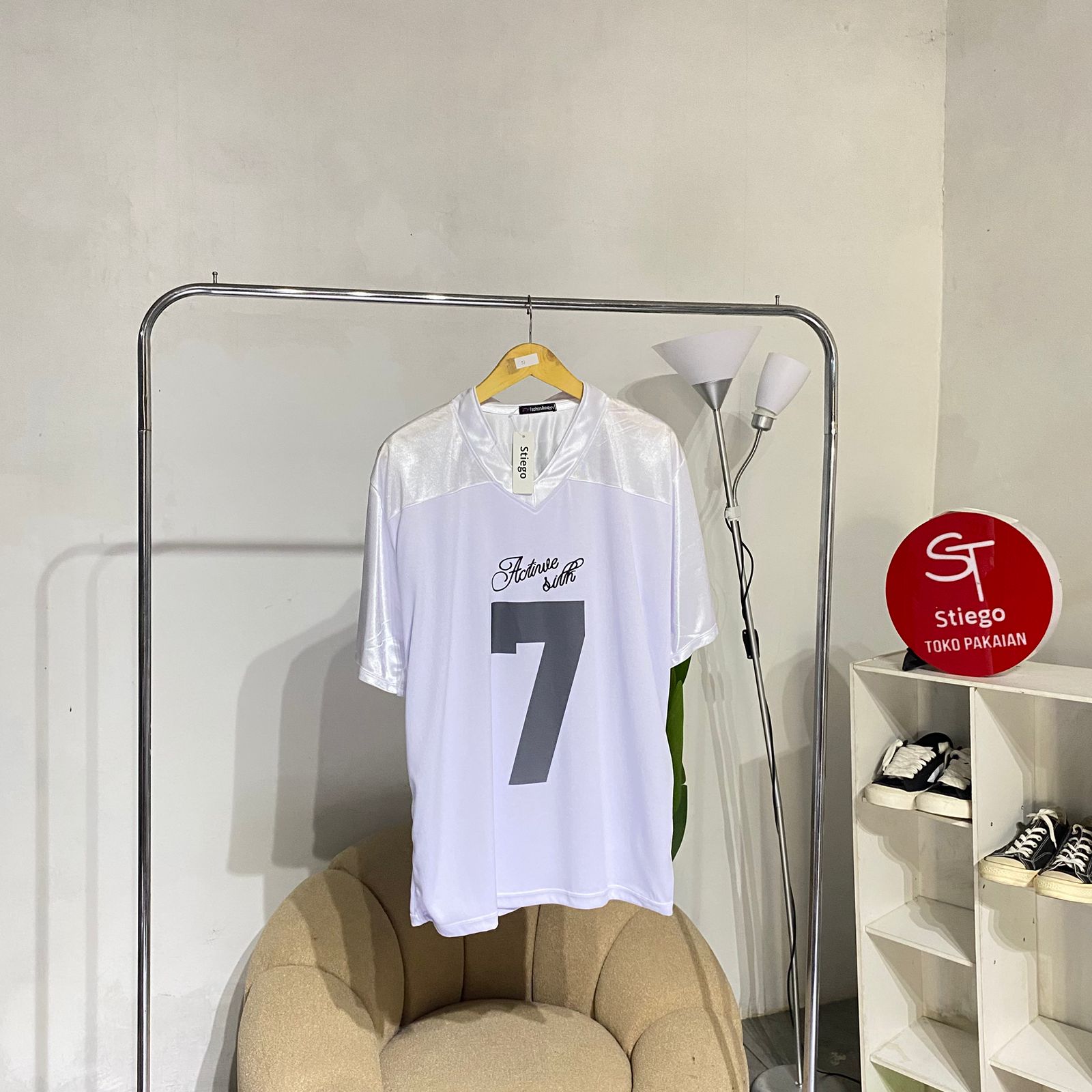 Atasan kaos jersey wanita no 7 oversize