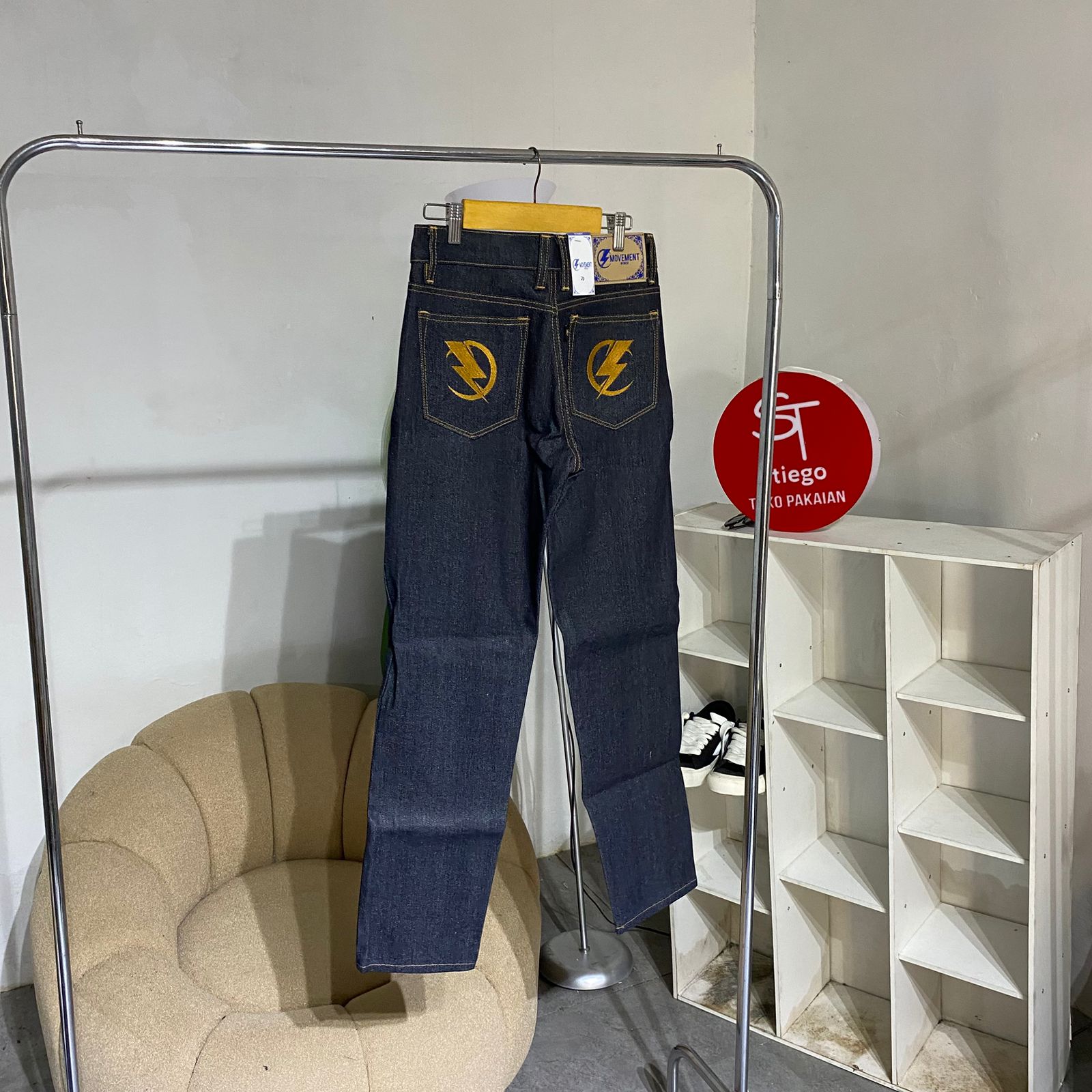Celana pria denim raw denim selvedge 14oz  basic  Petir