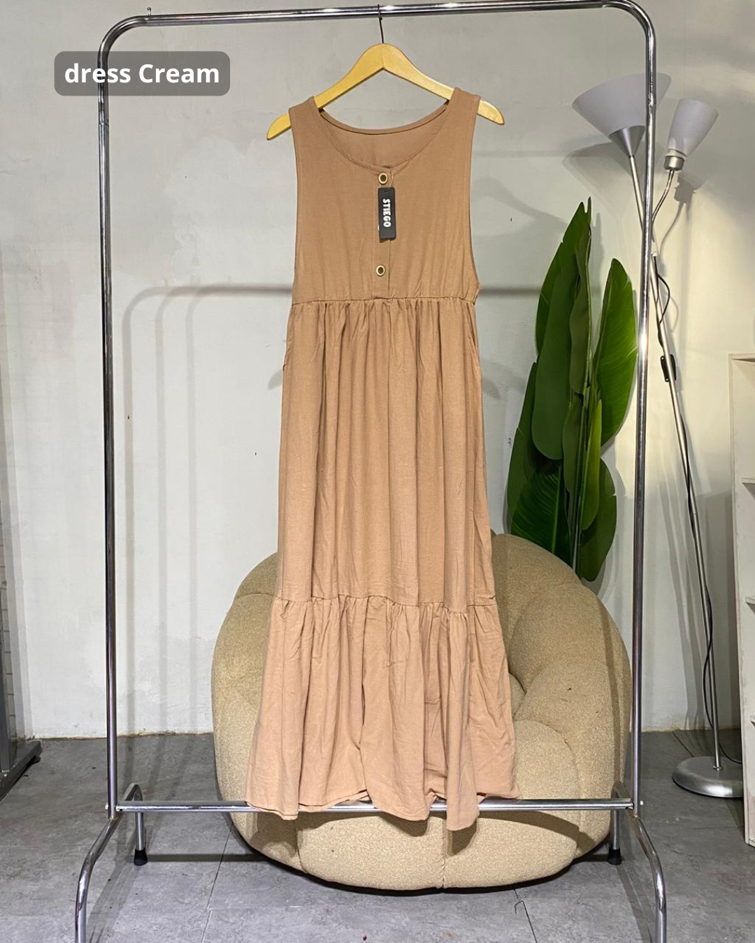 Dres wanita jumpsuit overal linen angle 03
