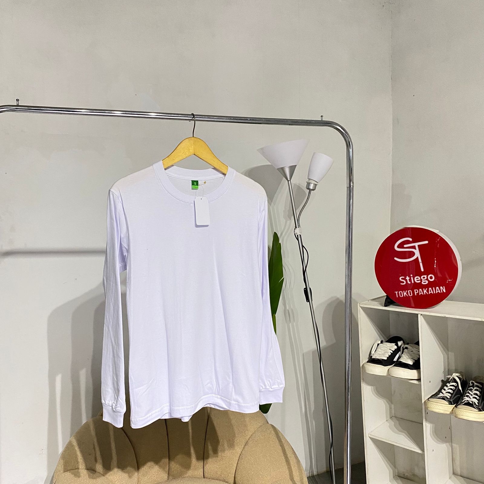 Kaos Polos Basic  lengan panjang rib wanita