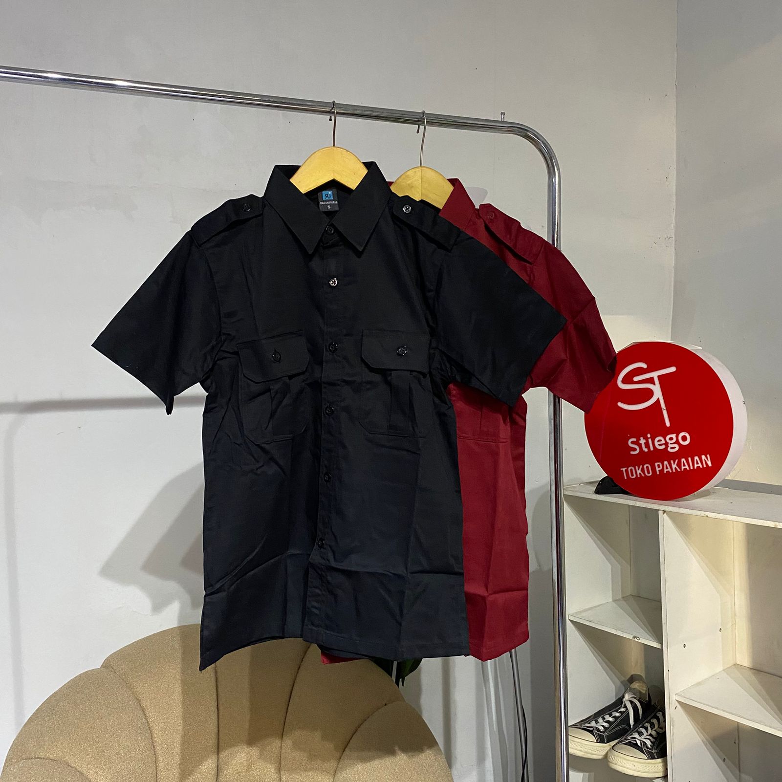 Kemeja  polos pdl pria lengan pendek  uniform