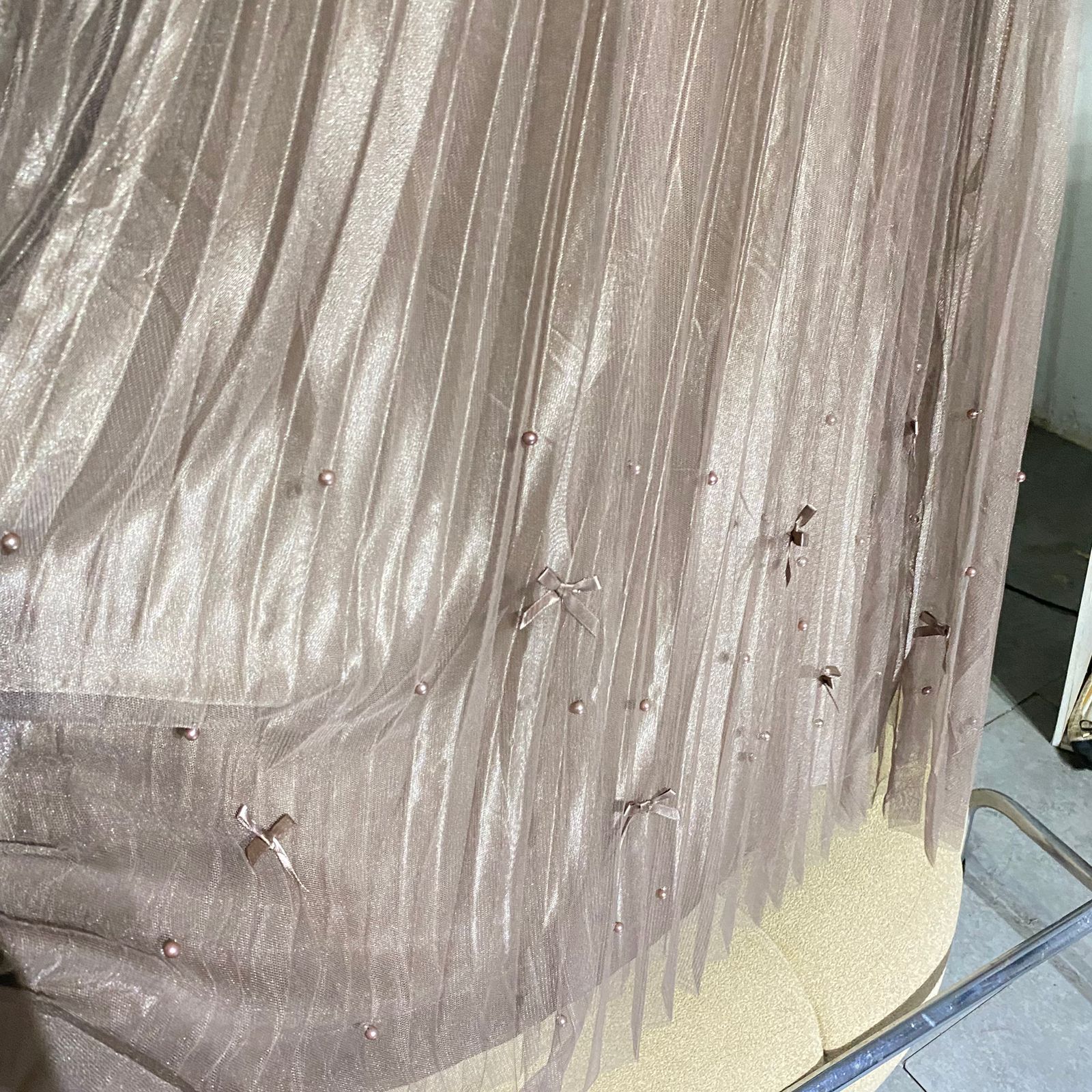 Rok wanita plisket tutu shimer pita mutiara