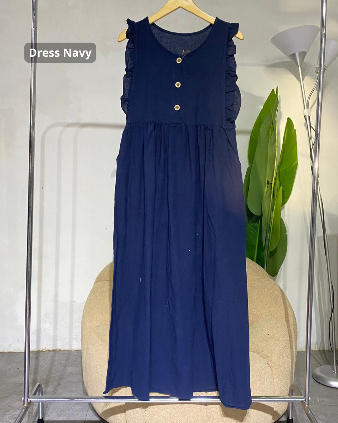 Dress wanita jumpsuit overal linen angle 02