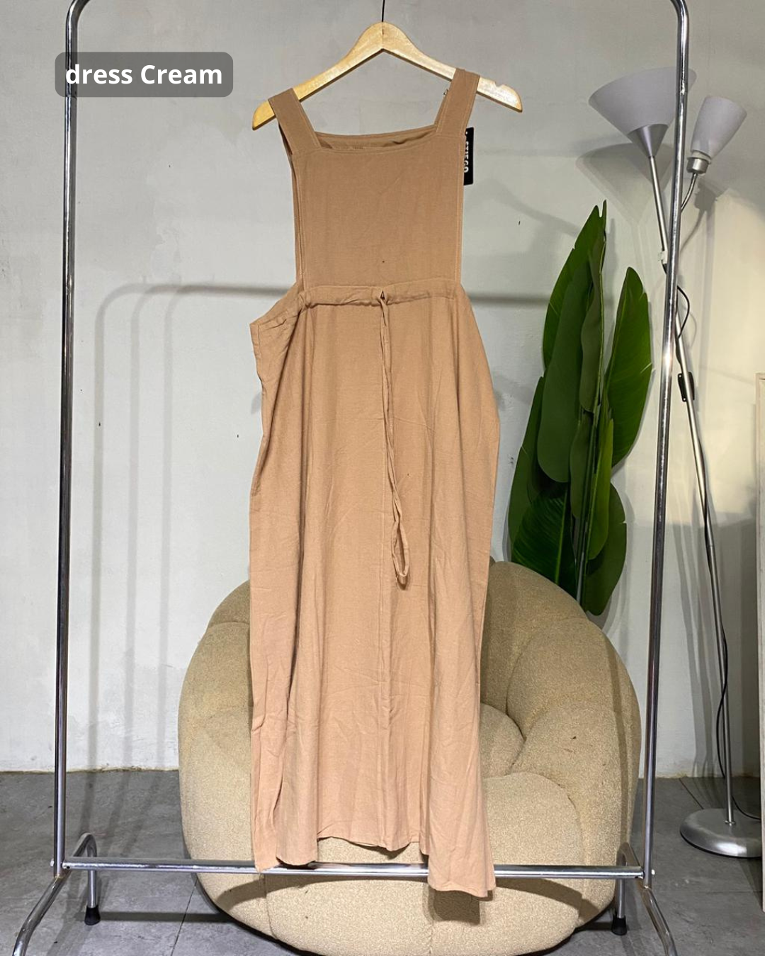 Dres wanita jumpsuit overal linen angle 04