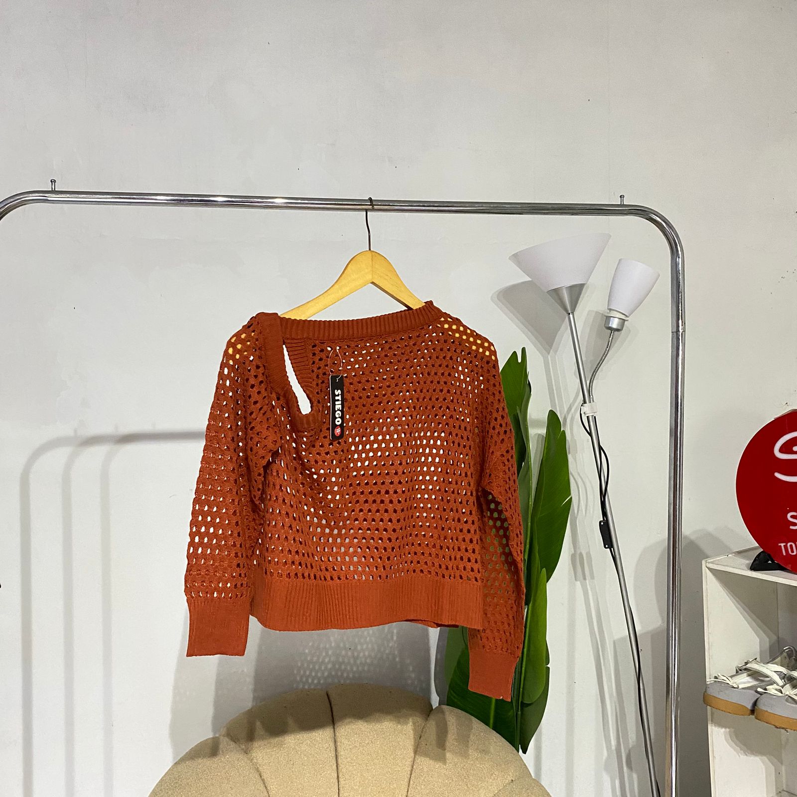 atasan wanita rajut    Jaring orange