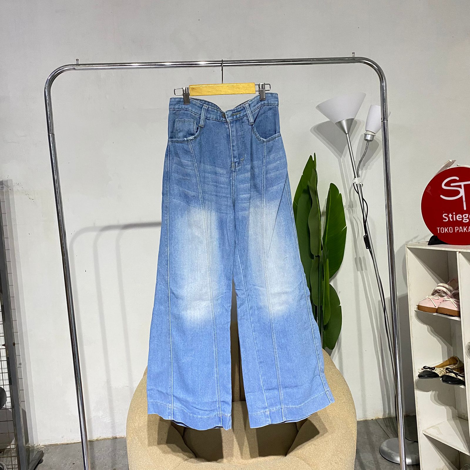 celana jeans ore wanita bone line blue