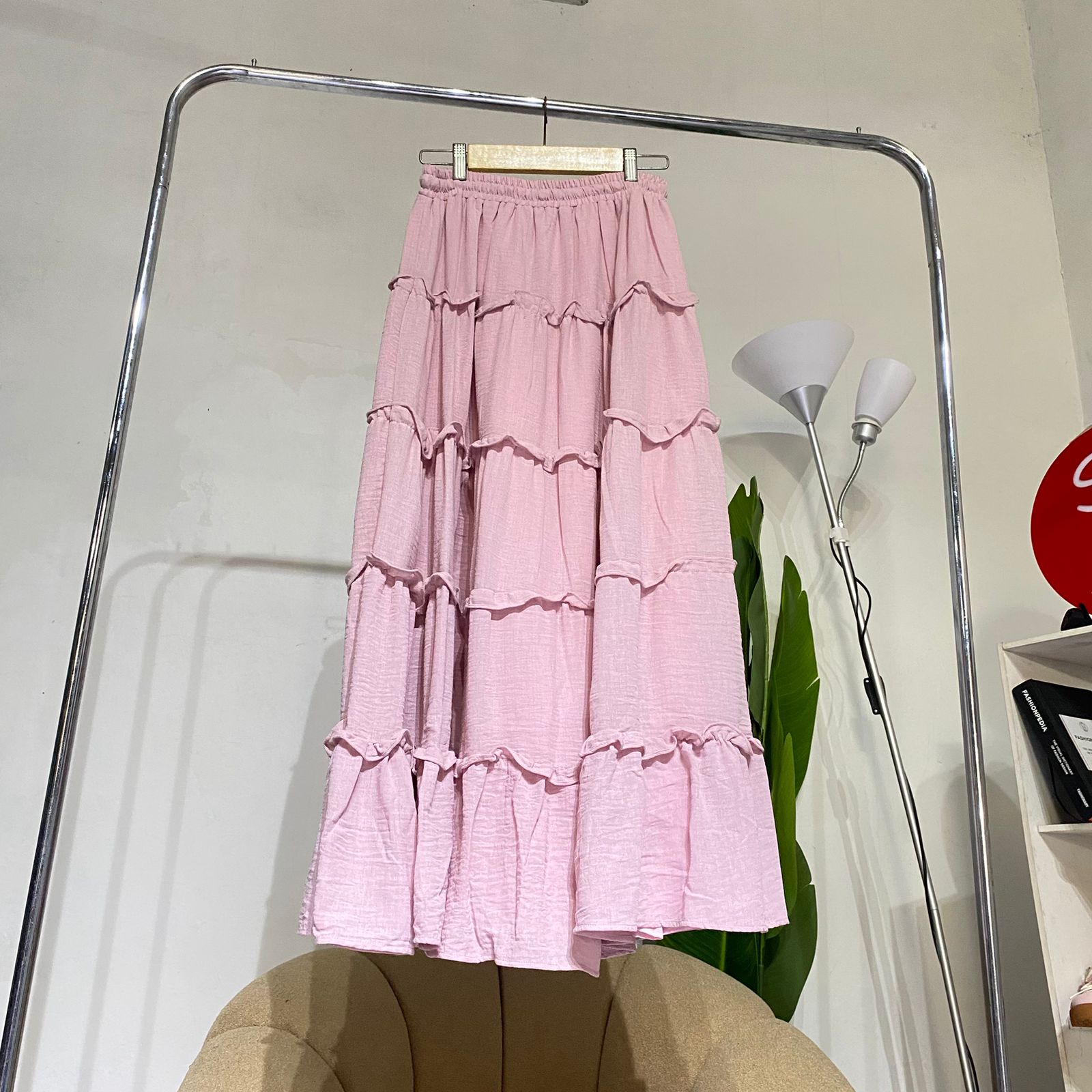 Gaudi Rok Ruffle Linen Chasmire | Rok Wanita Susun