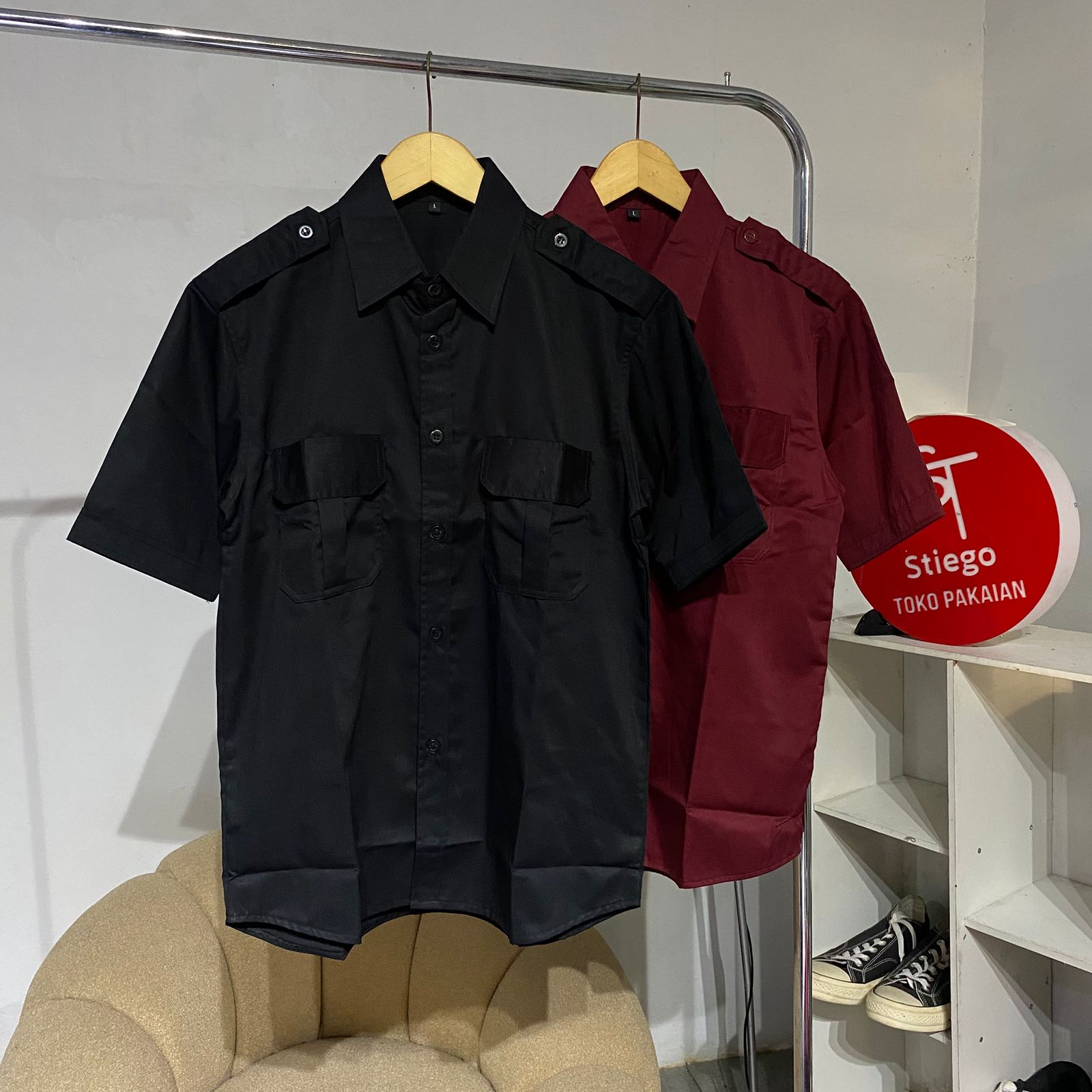 Kemeja  polos pdl pria lengan pendek