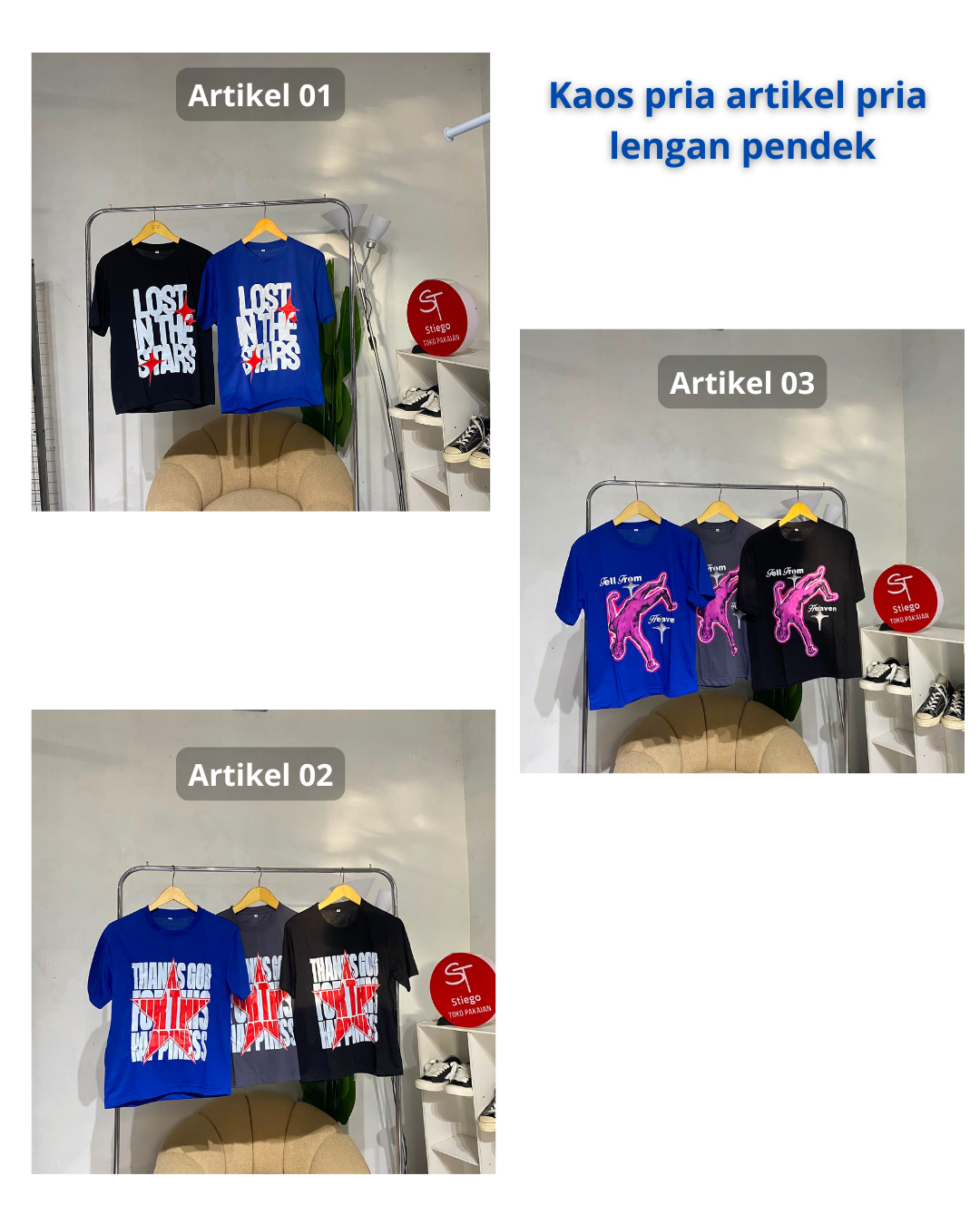Kaos pria artikel pria lengan pendek