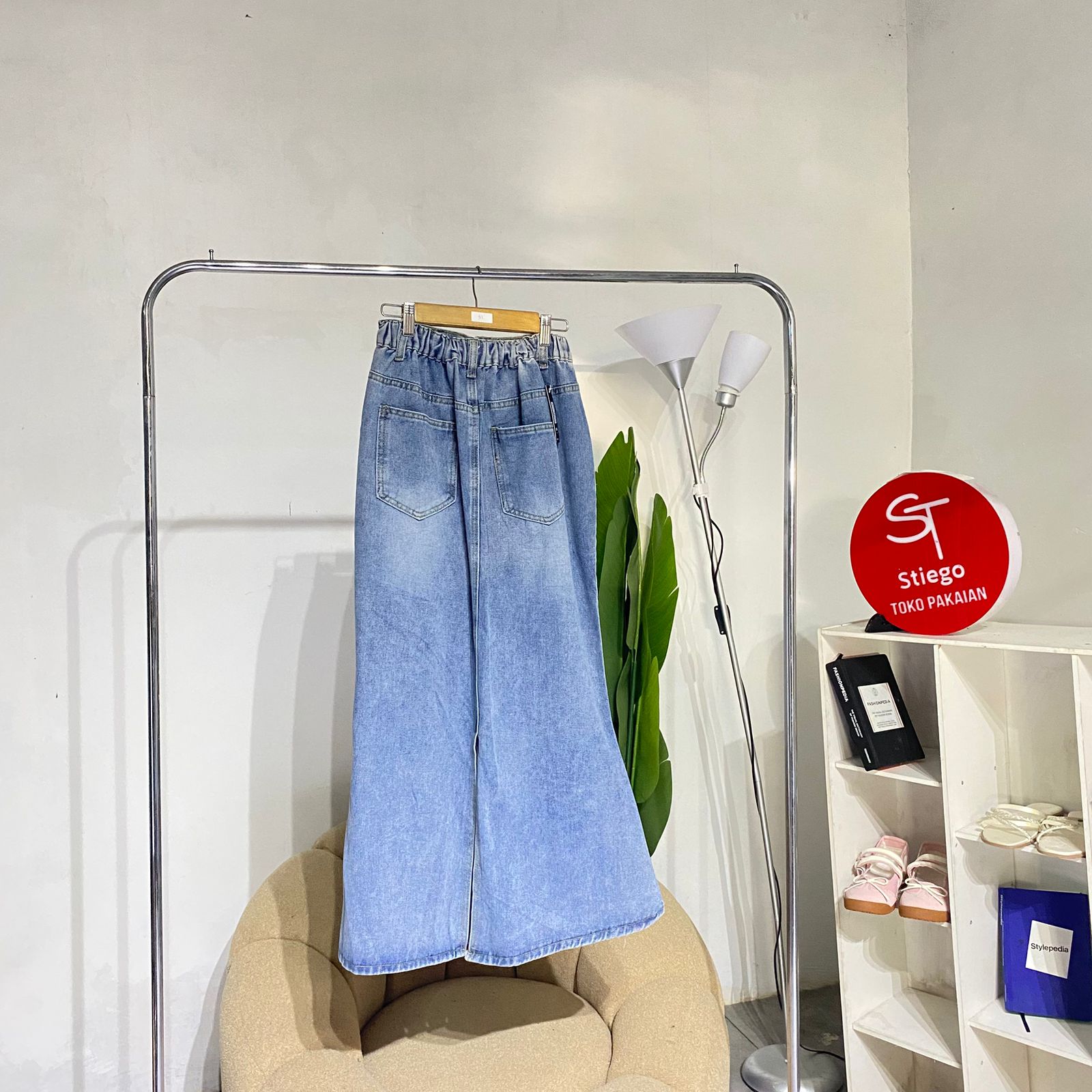 Rok jeans cargo wanita duyung