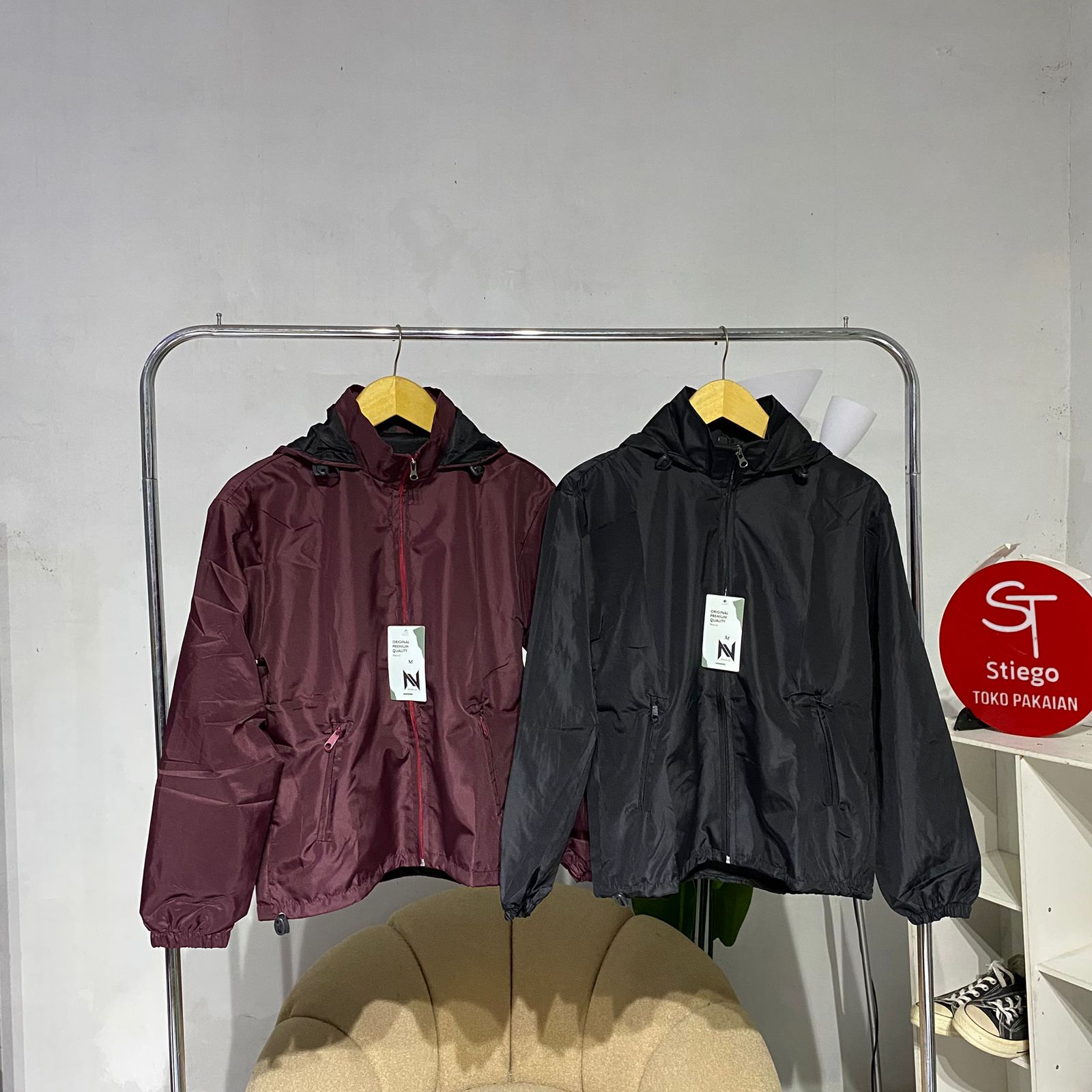 Jaket pria parasut Casual Windbreker