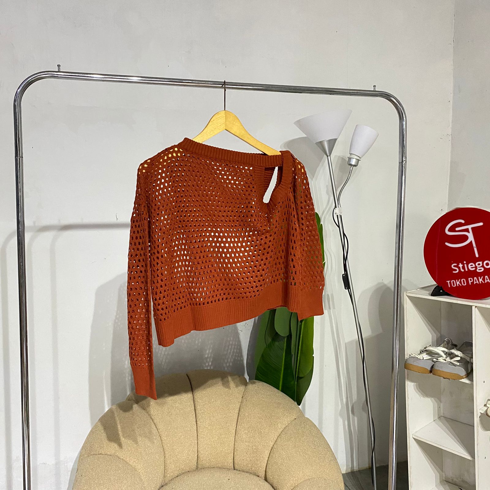 atasan wanita rajut    Jaring orange