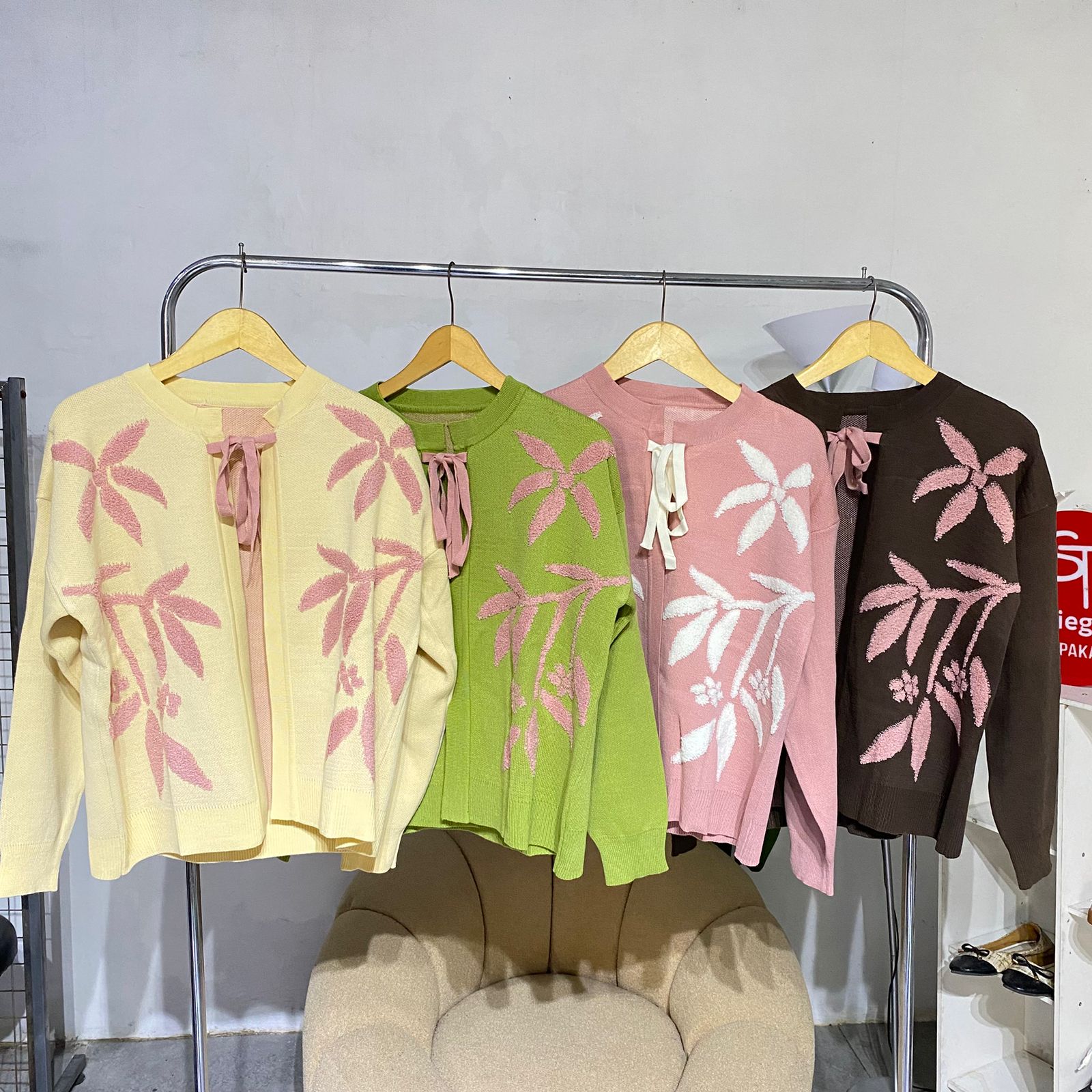 Atasan cadigan knit wanita livinka bunga (midun)