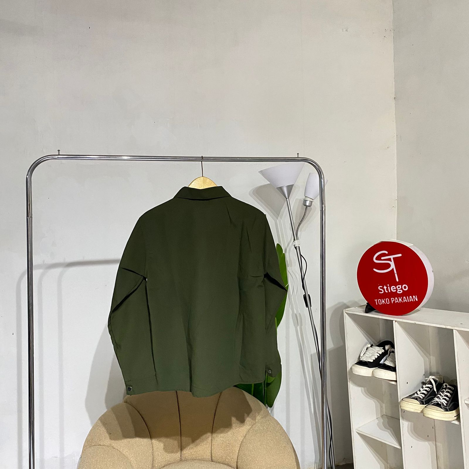 Jaket semi parka pria jaket kanvas  lengan panjang