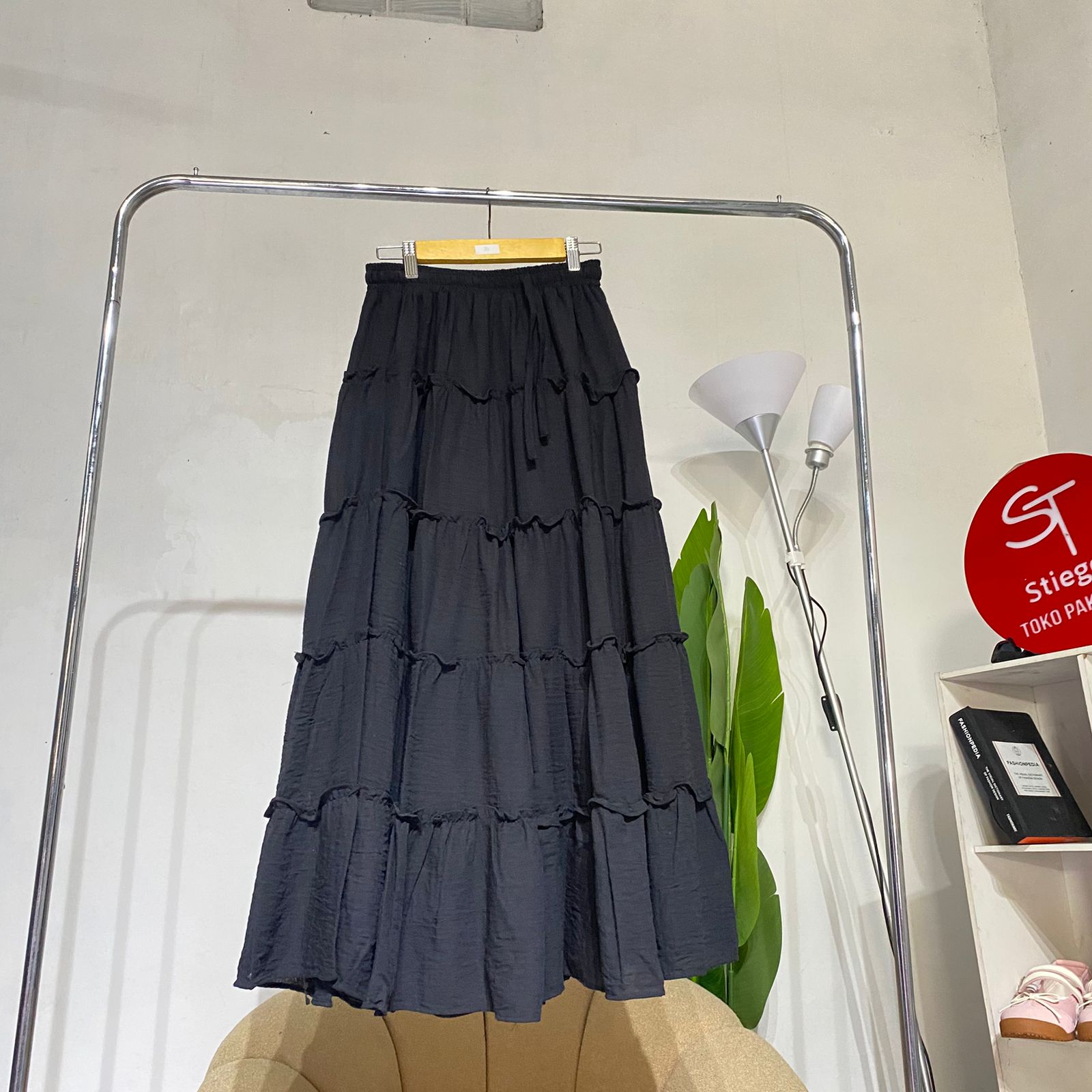 Gaudi Rok Ruffle Linen Chasmire | Rok Wanita Susun