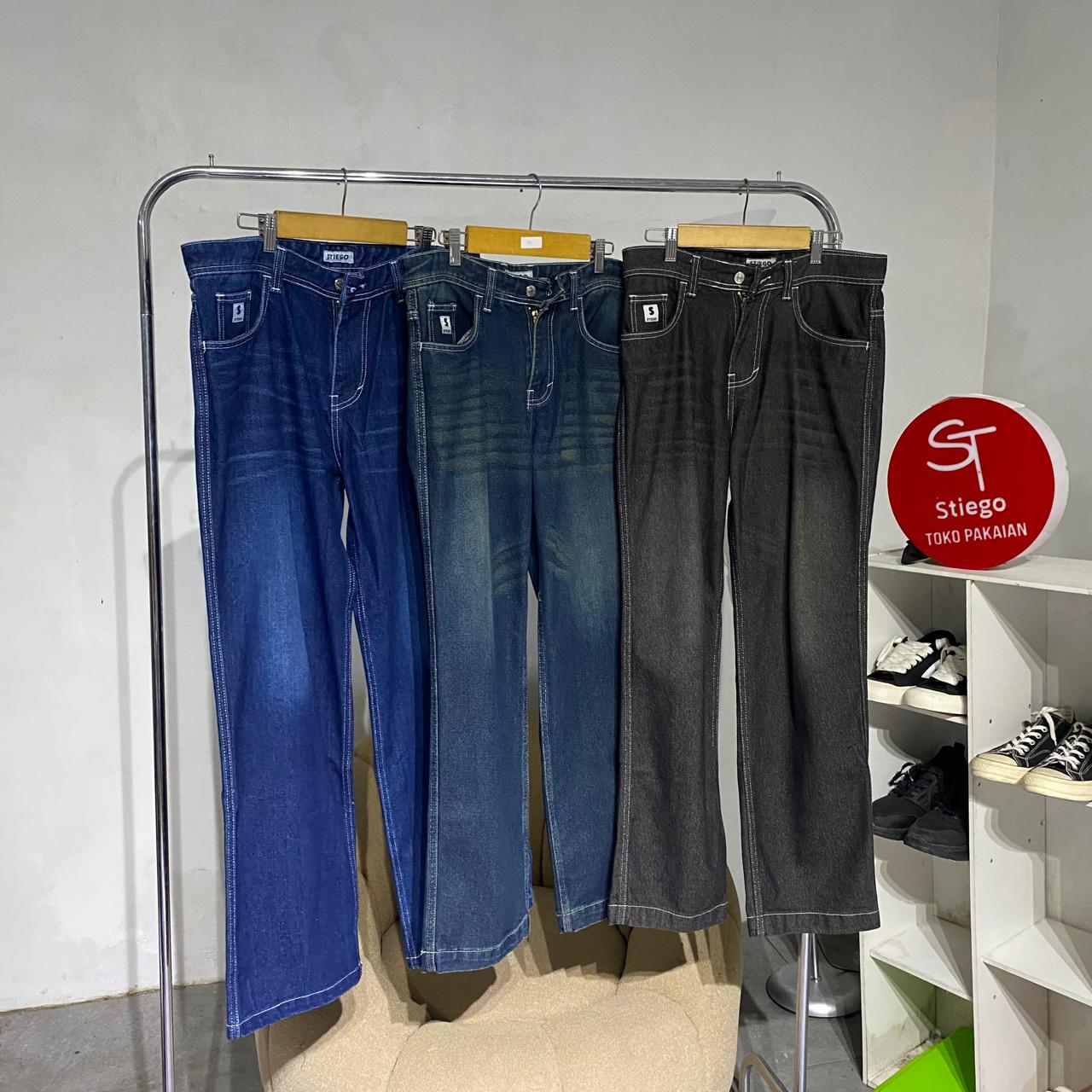 Stiego- Celana Baggy Loose Whisker Pants ( Celana Jeans Baggy Unisex )
