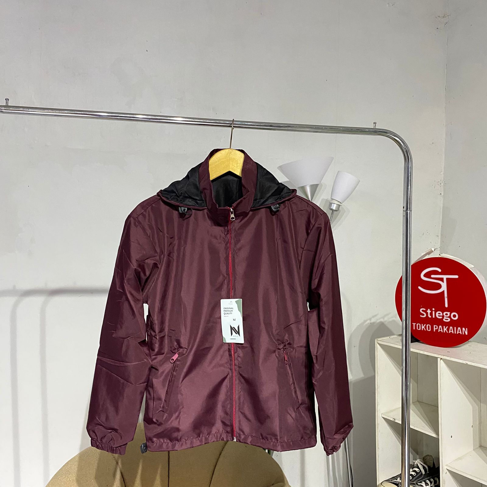 Jaket pria parasut Casual Windbreker
