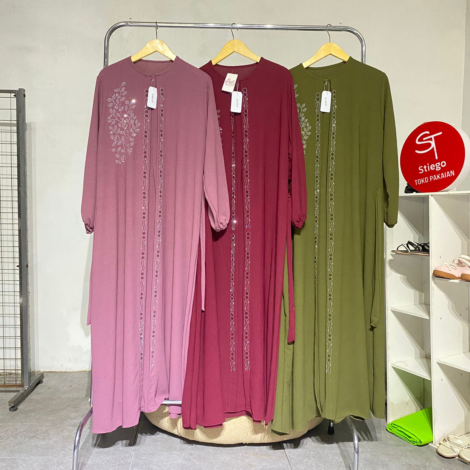 Gamis wanita Rompi bunga crinkle
